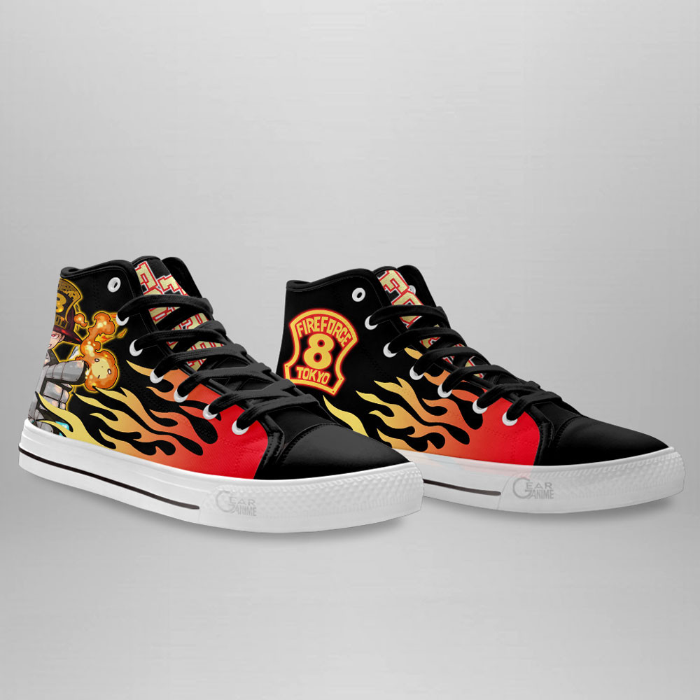 Shinra Kusakabe High Top Shoes Custom Fire Force Anime Flame Sneakers