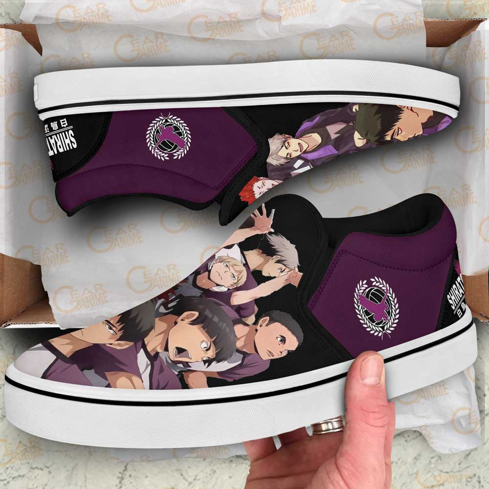 Shiratorizawa Slip-On Shoes Canvas Custom Anime Haikyuu Shoes