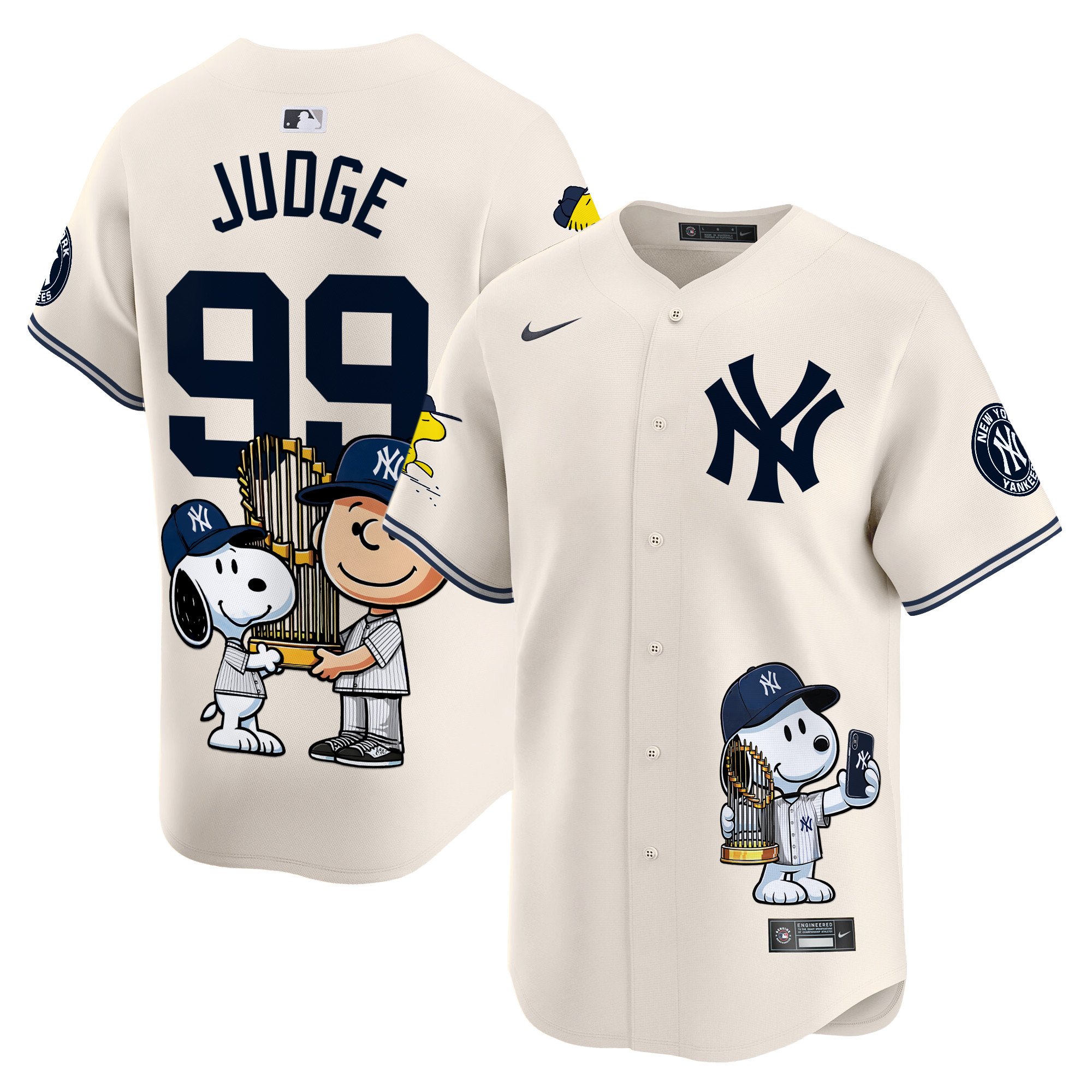 Aaron JudgeUnisex New York Yankees Peanut Snoopy Vapor Premier Limited Cream Jersey - Printed