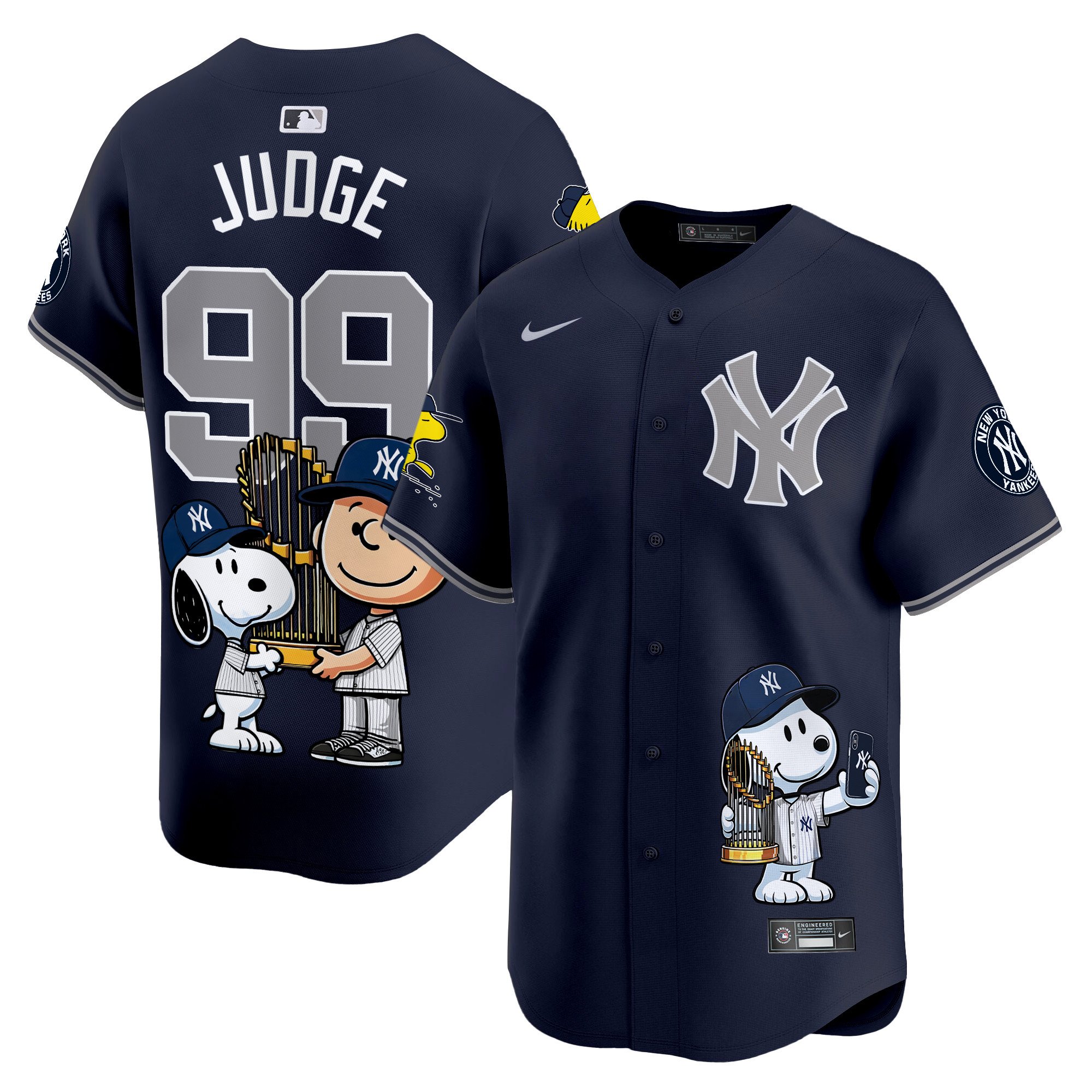 Aaron JudgeUnisex New York Yankees Peanut Snoopy Vapor Premier Limited Navy Jersey - Printed
