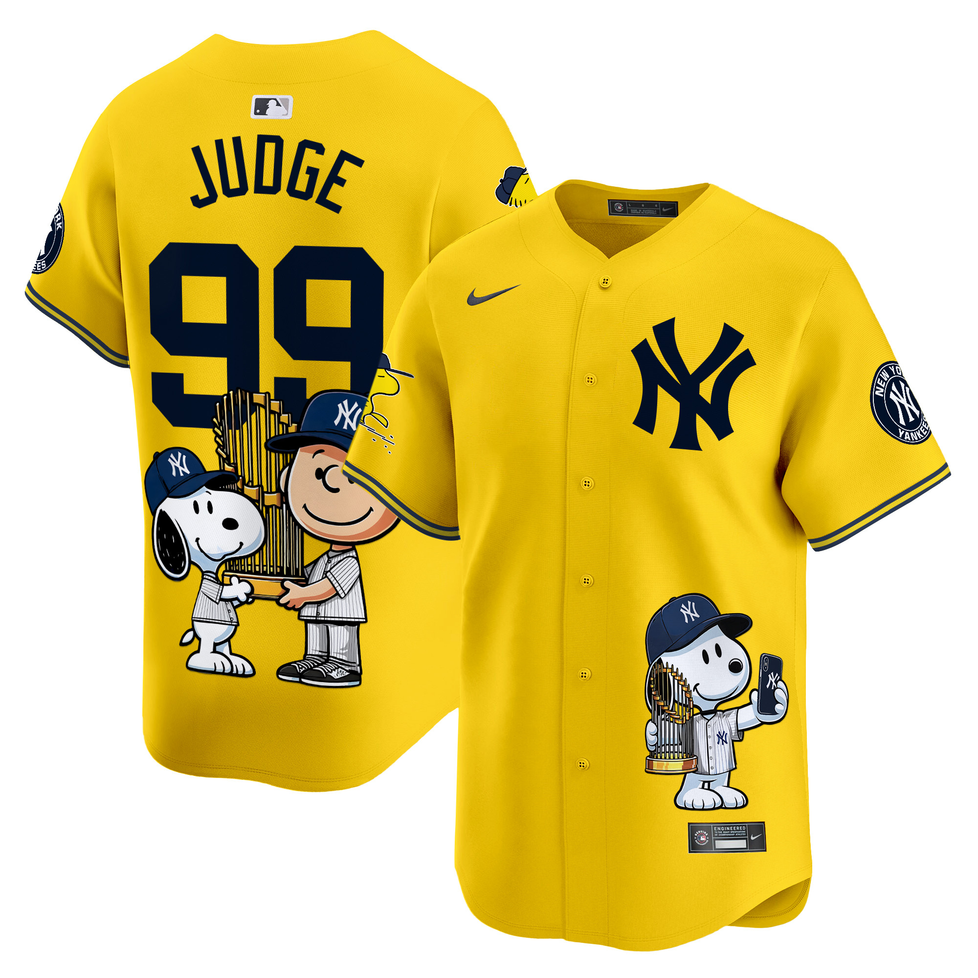 Aaron JudgeUnisex New York Yankees Peanut Snoopy Vapor Premier Limited Yellow Jersey - Printed