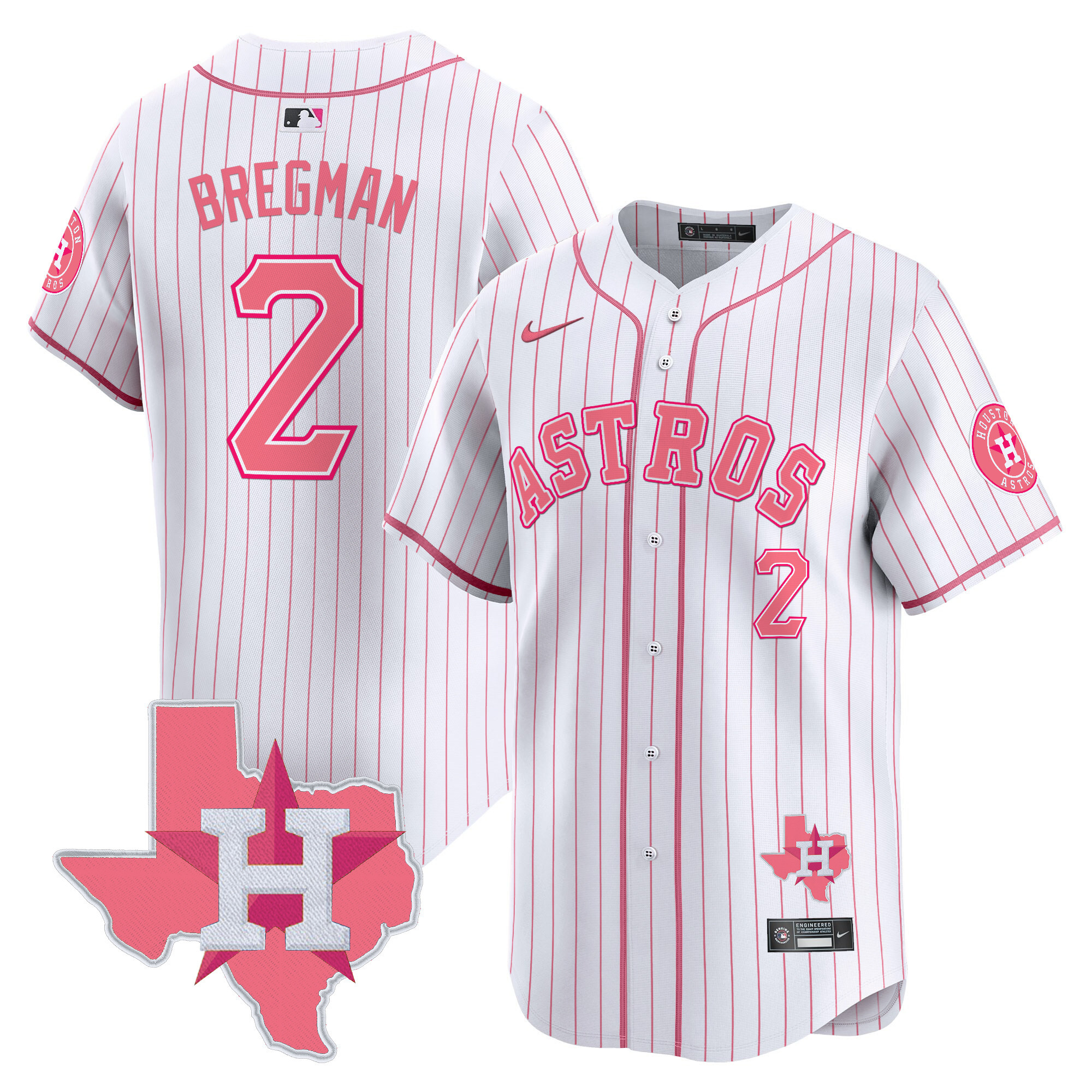 Alex BregmanUnisex Houston Astros Bubblegum Pink Vapor Premier Limited PinStripe Jersey V2 - All Stitched