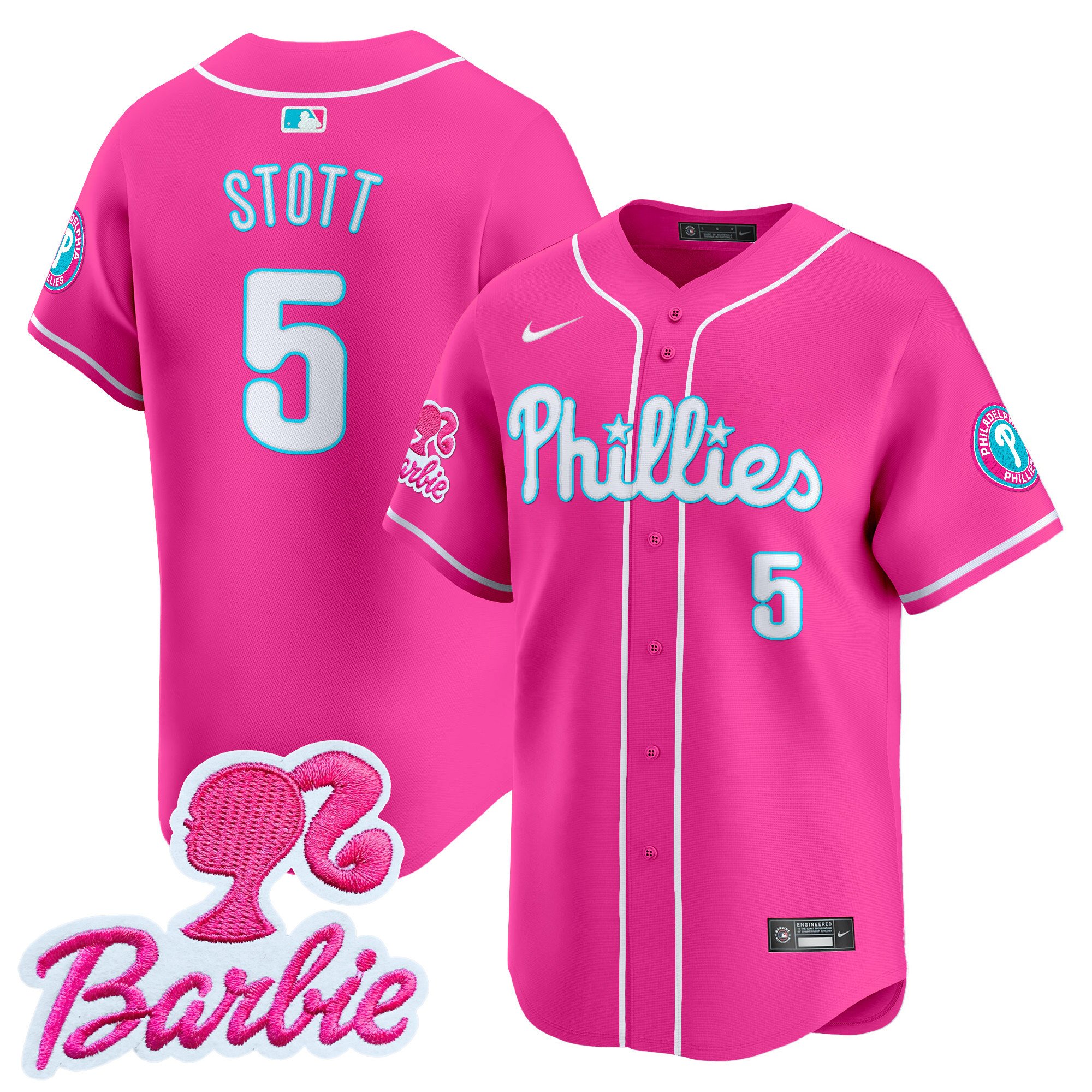 Bryson StottUnisex Philadelphia Phillies Barbie Patch Vapor Premier Limited Pink Jersey - All Stitched
