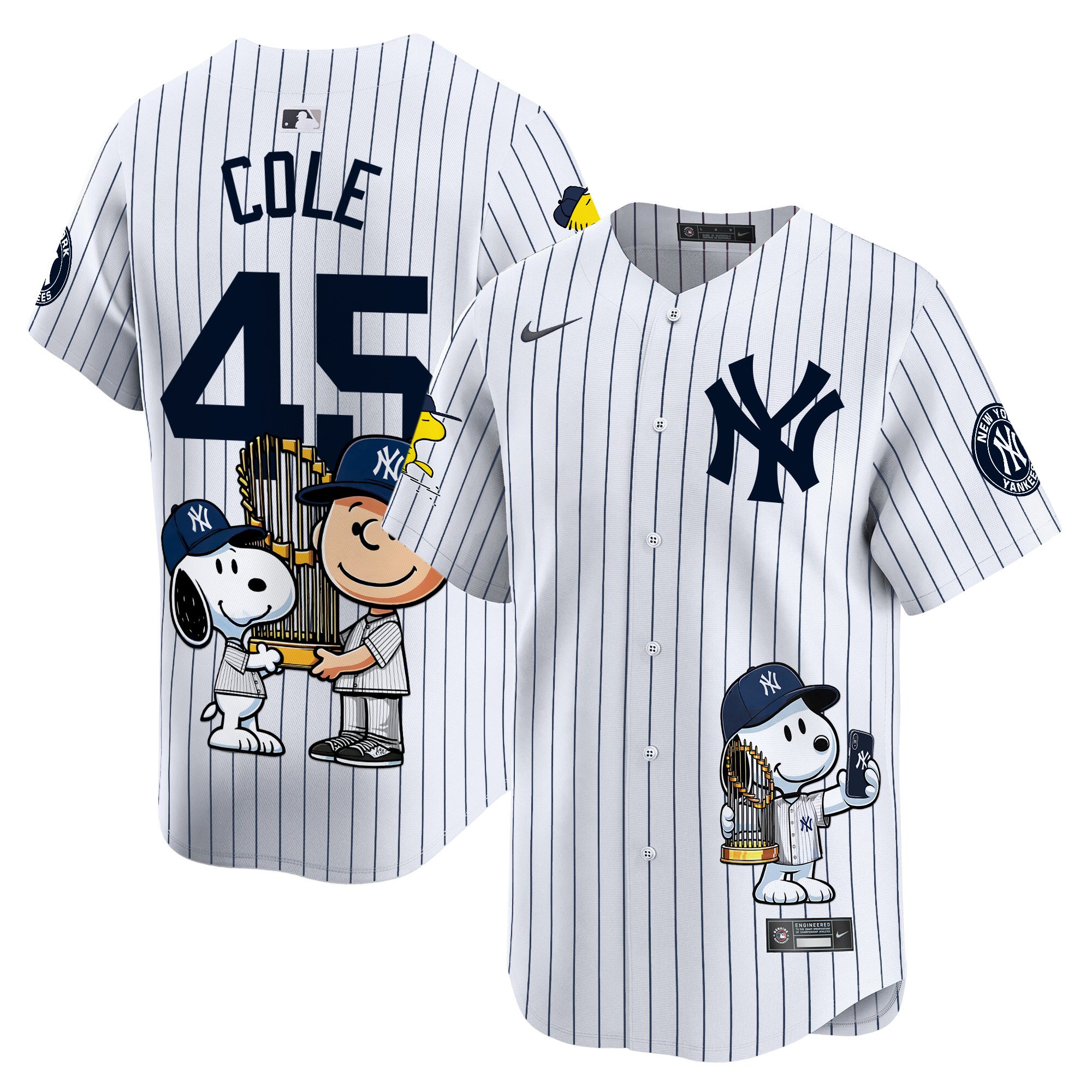 Gerrit ColeUnisex New York Yankees Peanut Snoopy Vapor Premier Limited White Jersey - Printed