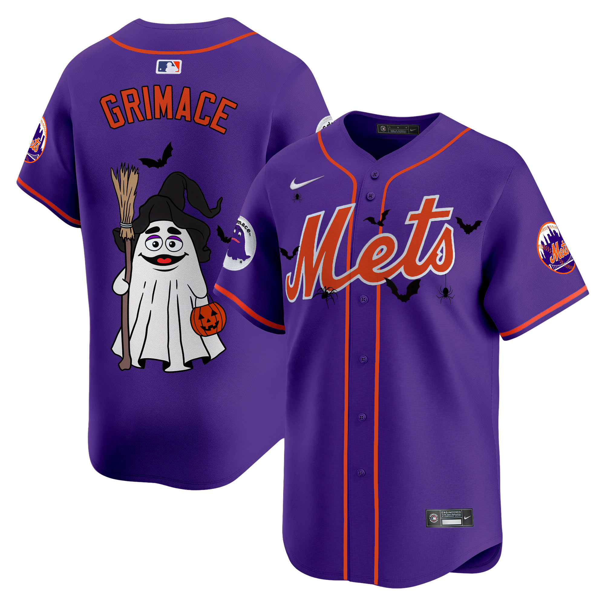 GrimaceUnisex New York Mets Grimace Halloween Vapor Premier Limited Purple Jersey V2- Printed