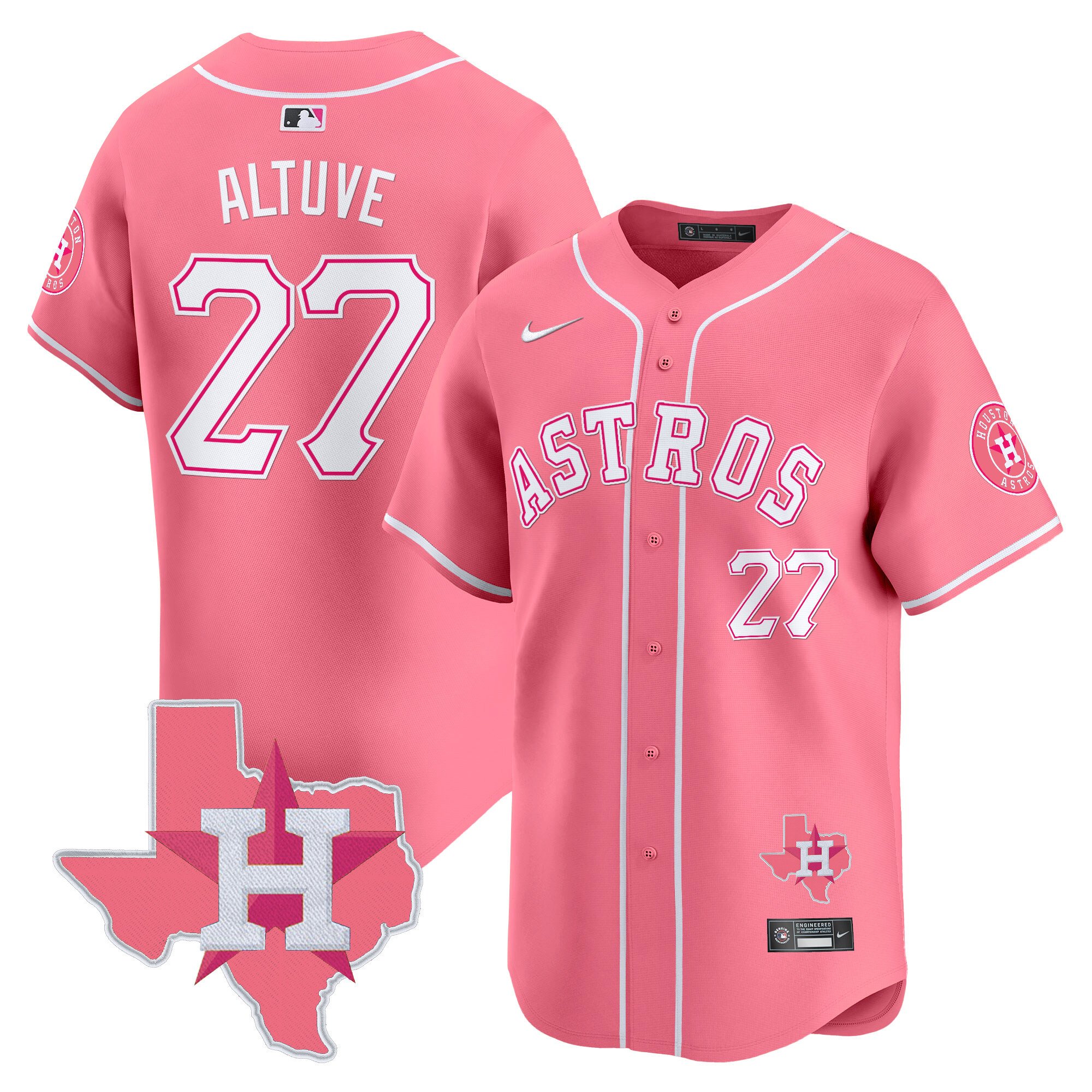 JosÃˆ AltuveUnisex Houston Astros Bubblegum Pink Vapor Premier Limited Pink Jersey V2 - All Stitched