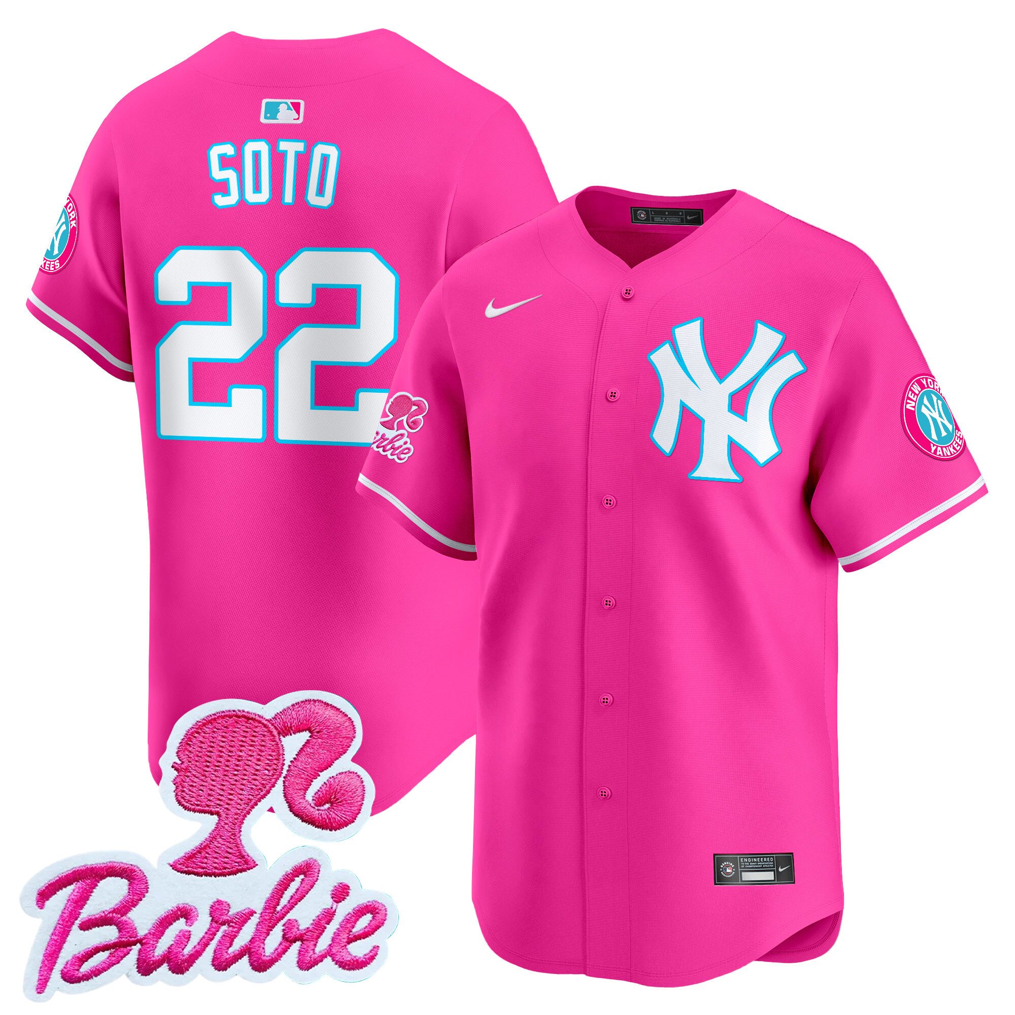 Juan SotoUnisex New York Yankees Barbie Patch Vapor Premier Limited Pink Jersey - All Stitched