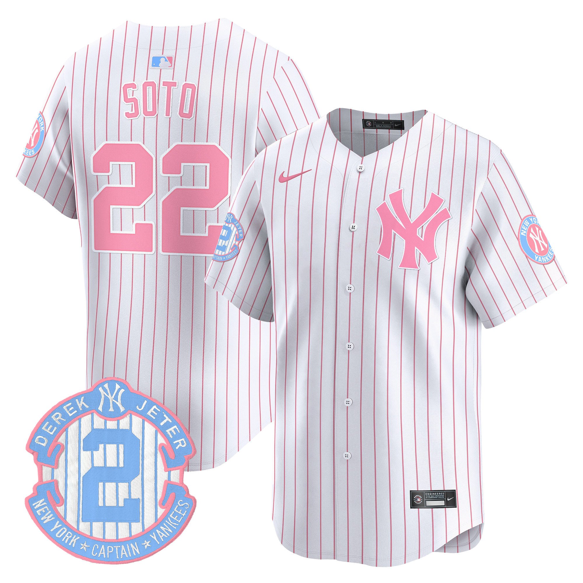 Juan SotoUnisex New York Yankees Bubblegum Pink Vapor Premier Limited Pinstripe Jersey - All Stitched