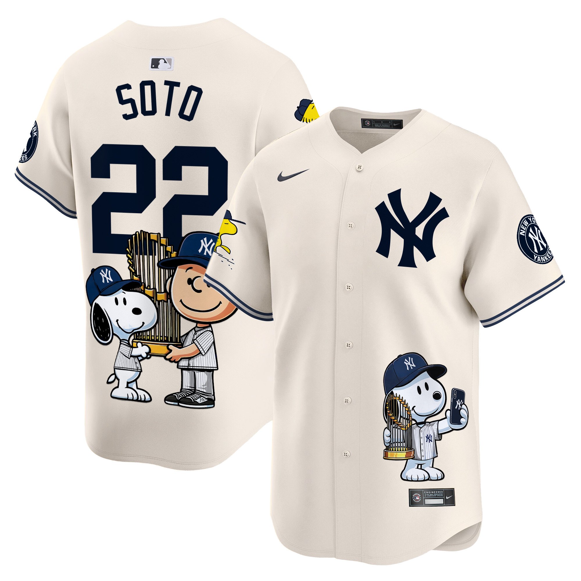 Juan SotoUnisex New York Yankees Peanut Snoopy Vapor Premier Limited Cream Jersey - Printed