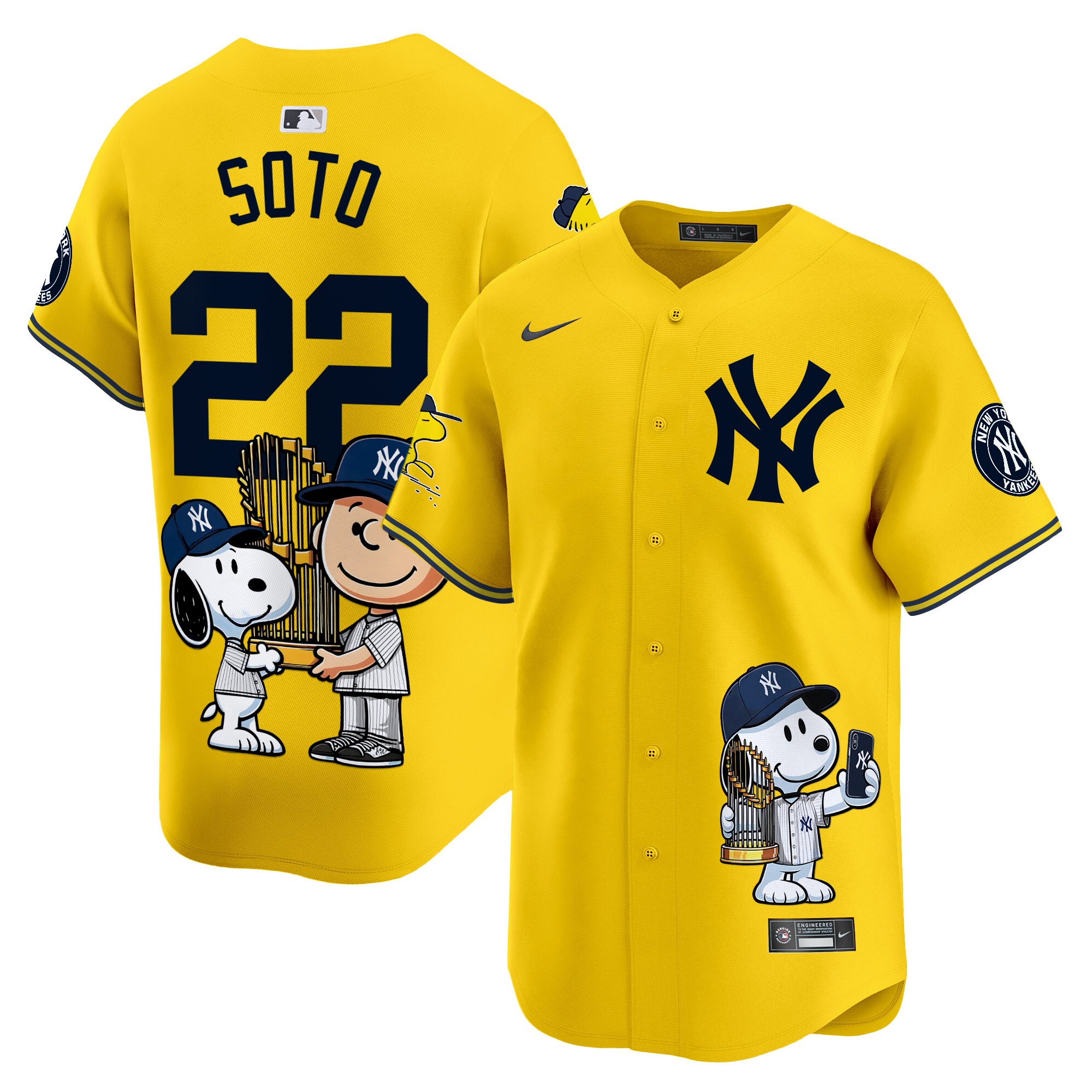 Juan SotoUnisex New York Yankees Peanut Snoopy Vapor Premier Limited Yellow Jersey - Printed