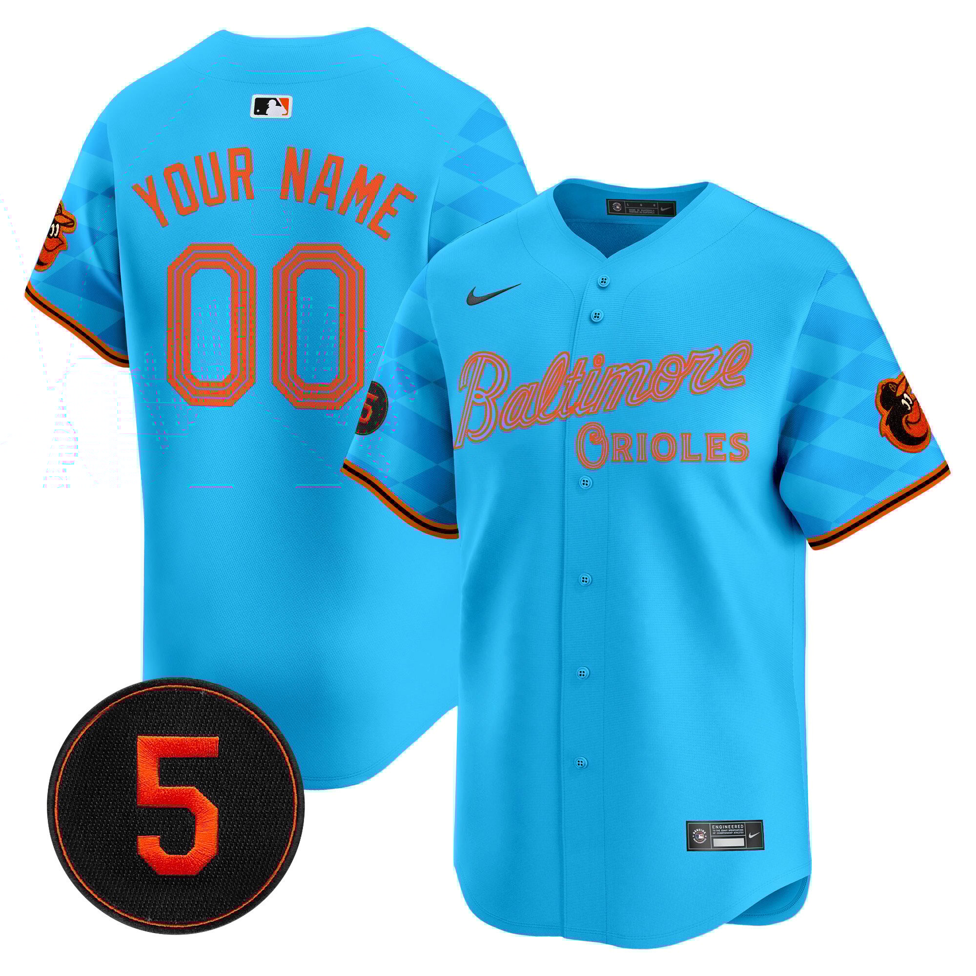 Men Baltimore Orioles City Light Vapor Premier Limited Custom Light blue Jersey - All Stitched