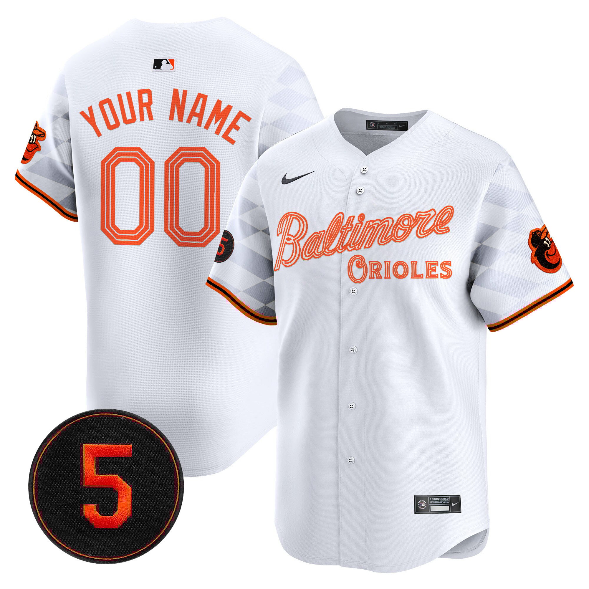 Men Baltimore Orioles City Light Vapor Premier Limited Custom White Jersey - All Stitched