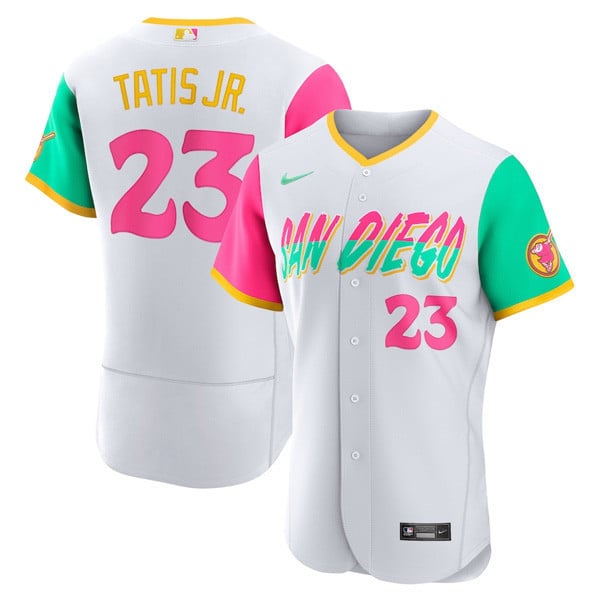 Men Fernando TatÃŒs Jr. San Diego Padres Flex Base "Vibrant" City Connect Jersey 2022 - All Stitched