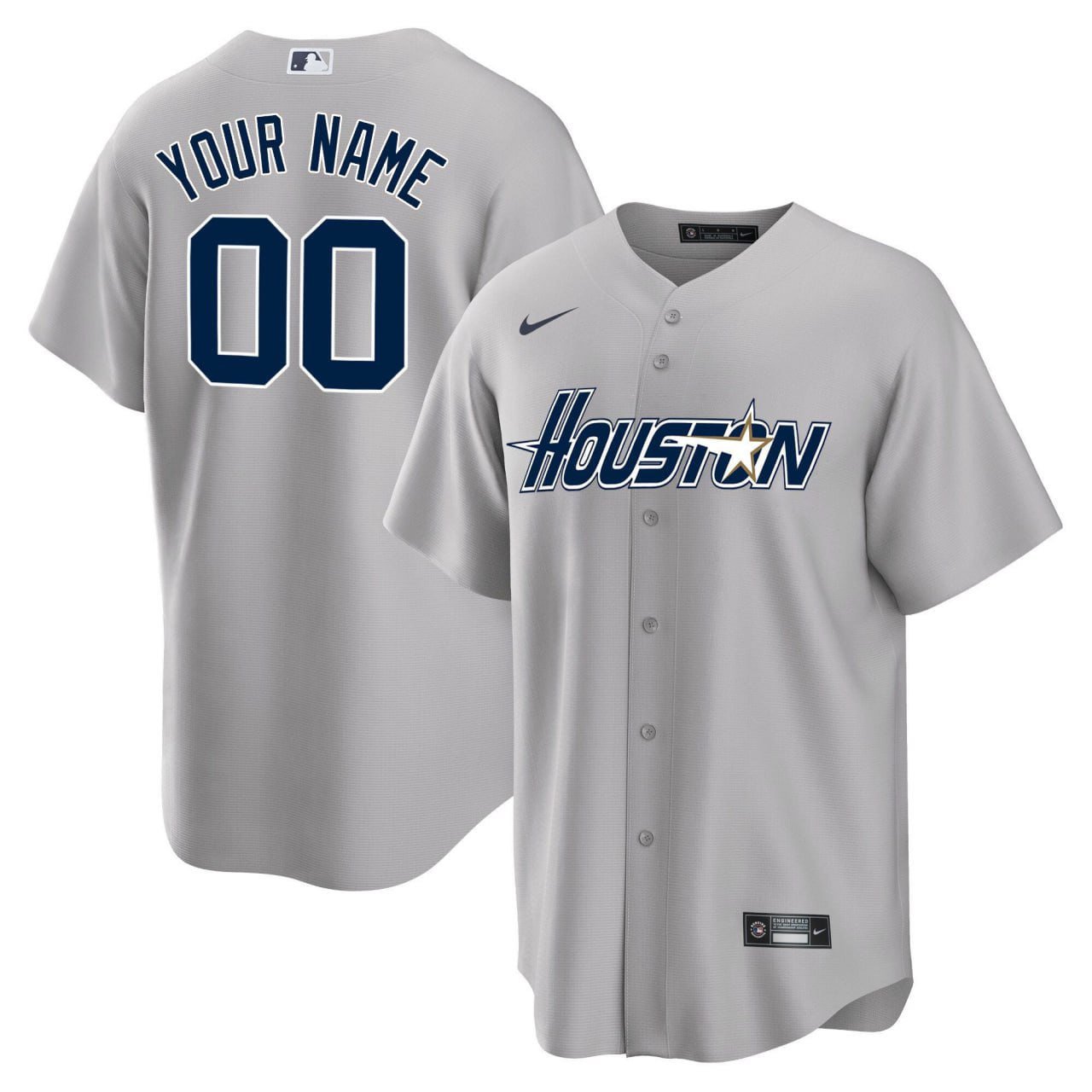 Men Houston Astros Gray Special Custom Cool Base Jersey - All Stitched