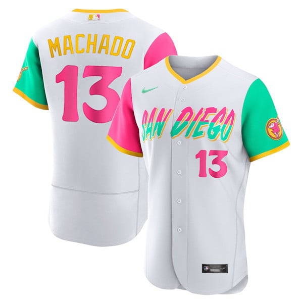 Men Manny Machado San Diego Padres Flex Base "Vibrant" City Connect Jersey 2022 - All Stitched