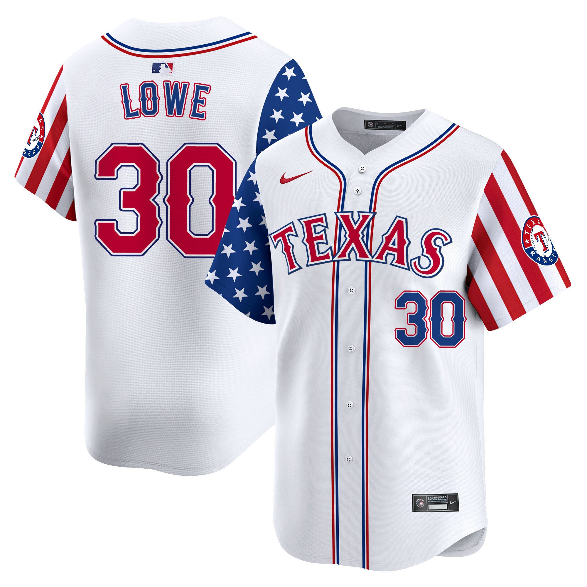 Men Nathaniel Lowe Texas Rangers 2024 Independence Day Vapor Premier Limited Jersey V2 - All Stitched