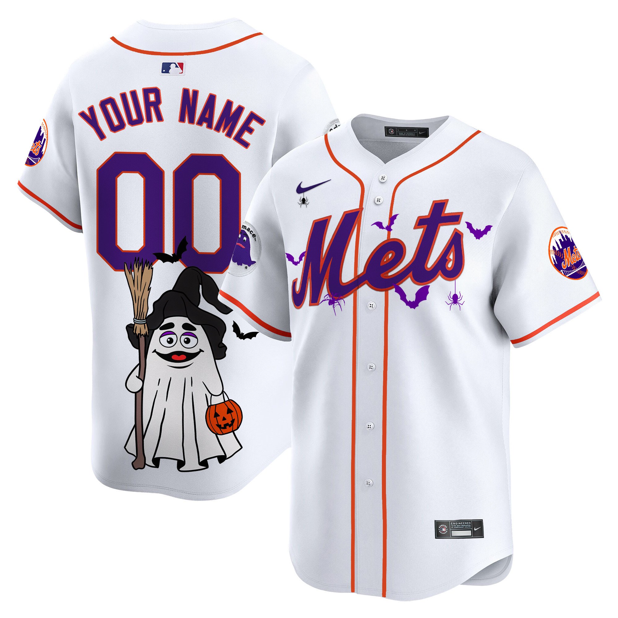 Men New York Mets Grimace Halloween Vapor Premier Limited Custom White Jersey V2- Printed
