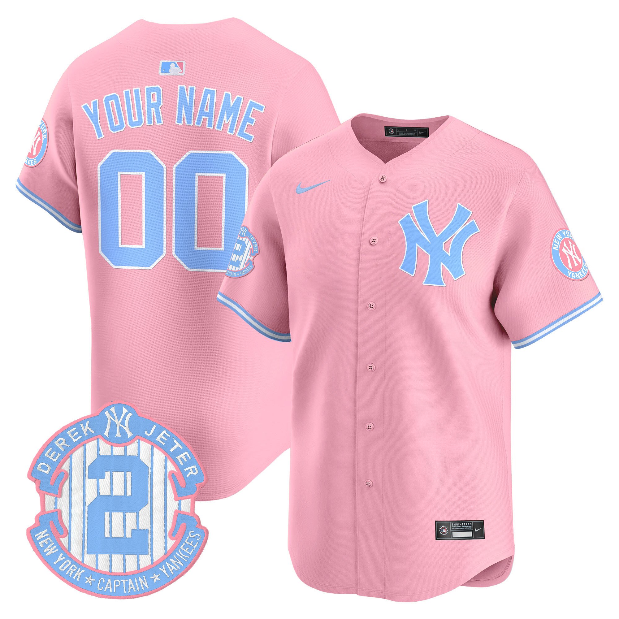 Men New York Yankees Bubblegum Pink Vapor Premier Limited Custom Pink Jersey - All Stitched