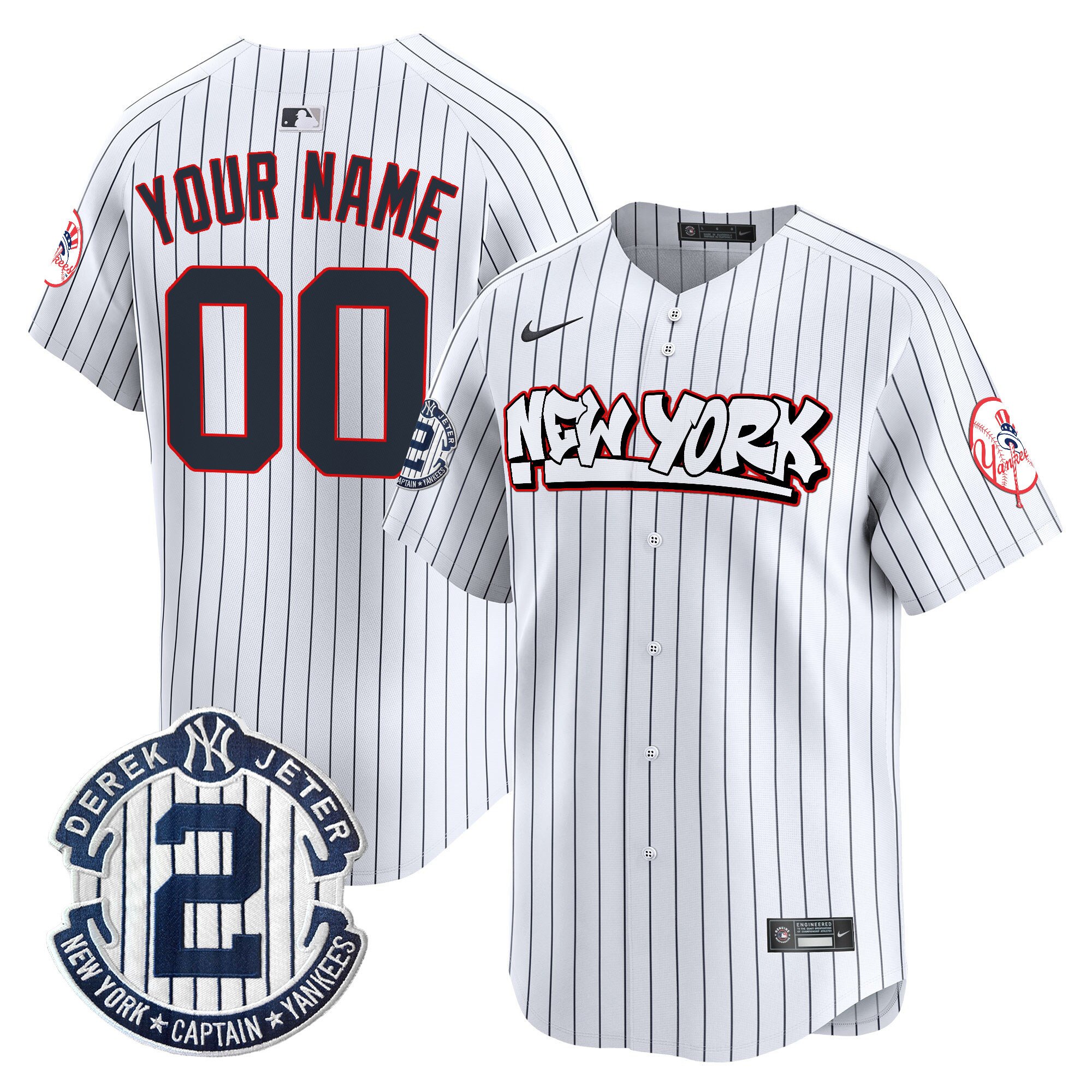 Men New York Yankees Graffiti Vapor Premier Limited Custom Pinstripe Jersey V2 - All Stitched