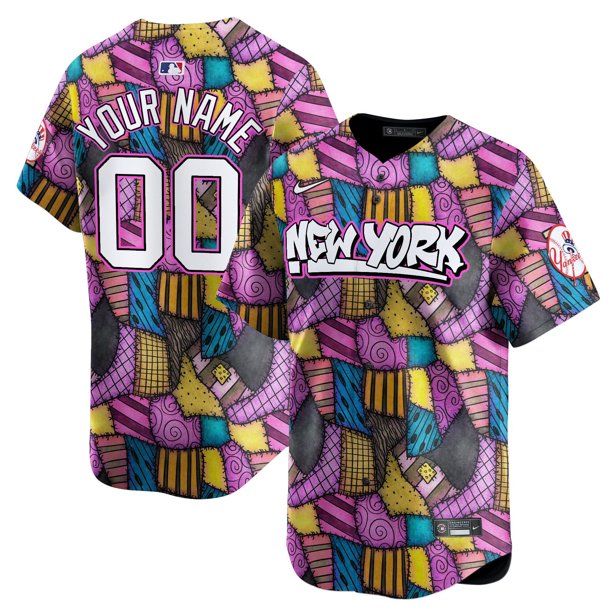 Men New York Yankees Patchwork Scraps Style Vapor Premier Limited Custom Jersey - Printed