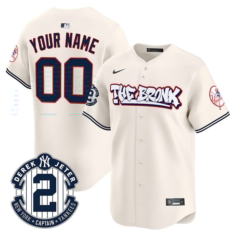 Men New York Yankees The Bronx Graffiti Vapor Premier Limited Custom Cream Jersey V2 - All Stitched