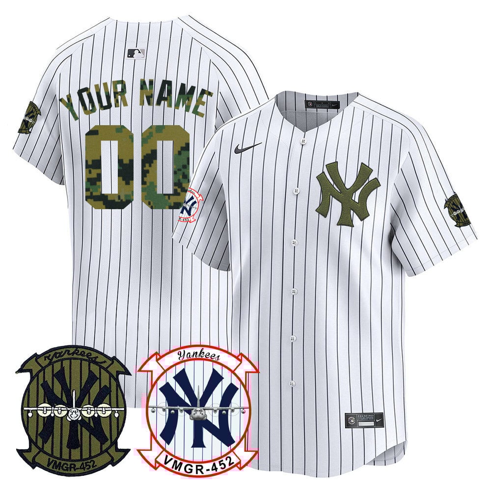 Men New York Yankees Woodland USMC Alternate Vapor Premier Limited Custom White Jersey - All Stitched