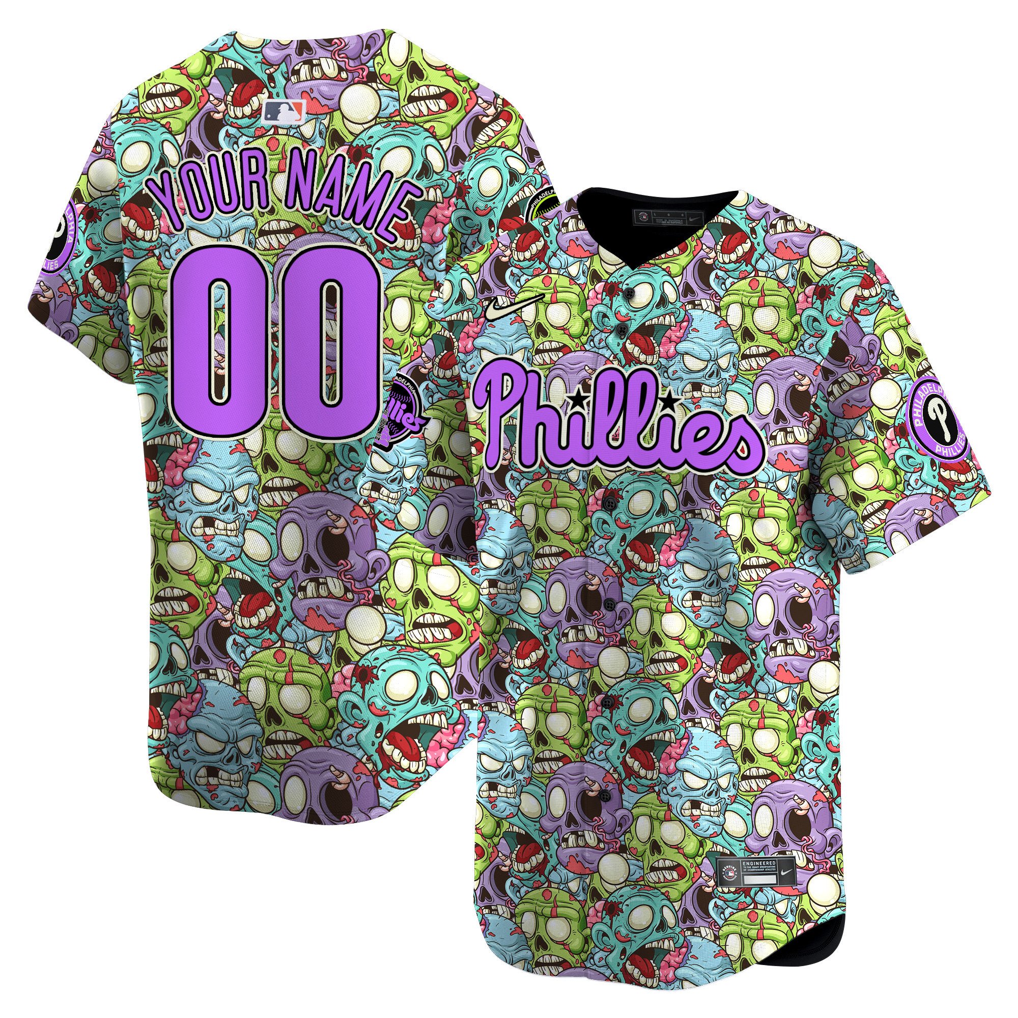 Men Philadelphia Phillies Halloween Horror Vapor Premier Limited Custom Jersey - Printed