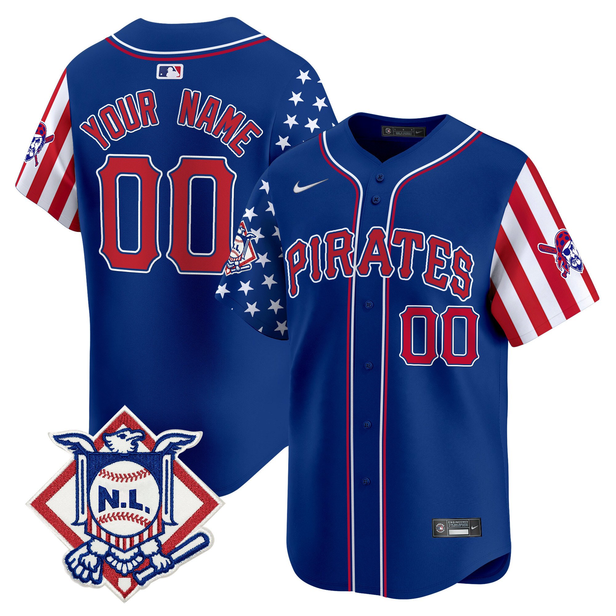 Men Pittsburgh Pirates 2024 Fourth of July Vapor Premier Limited Custom Royal Jersey - All Stitched