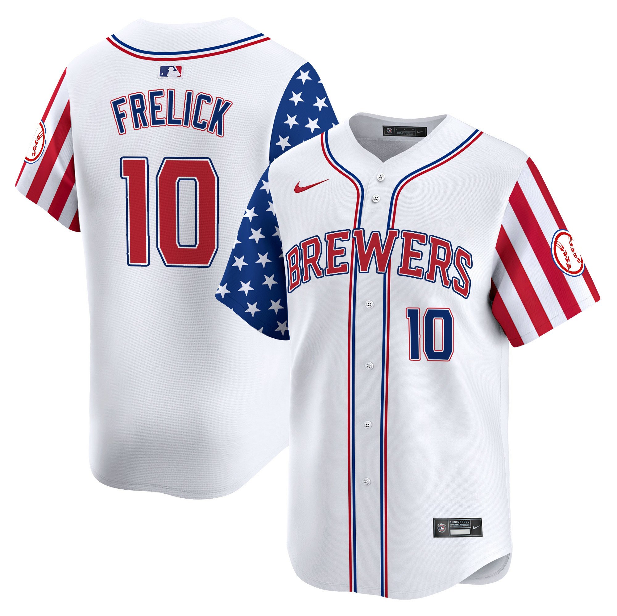 Men Sal Frelick Milwaukee Brewers 2024 Independence Day Vapor Premier Limited Jersey - All Stitched