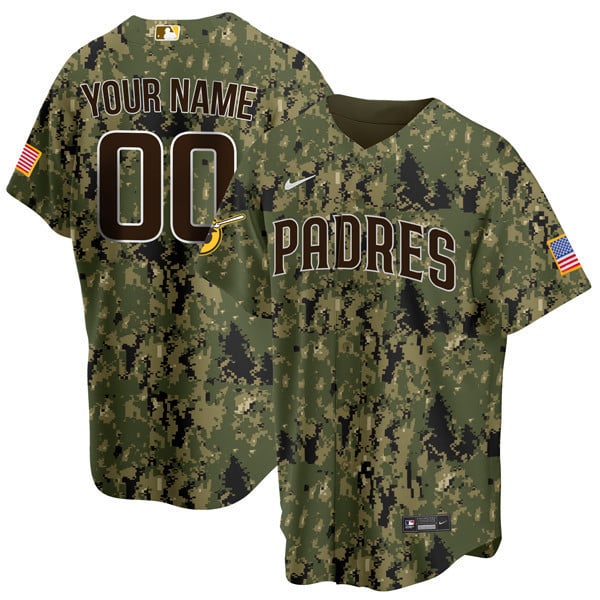 Men San Diego Padres Camouflage Custom Cool Base Jersey - All Stitched