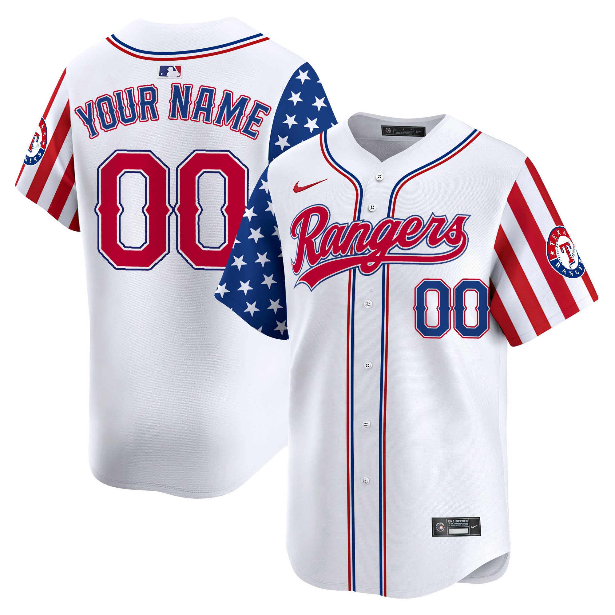 Men Texas Rangers 2024 Independence Day Vapor Premier Limited Custom White Jersey - All Stitched