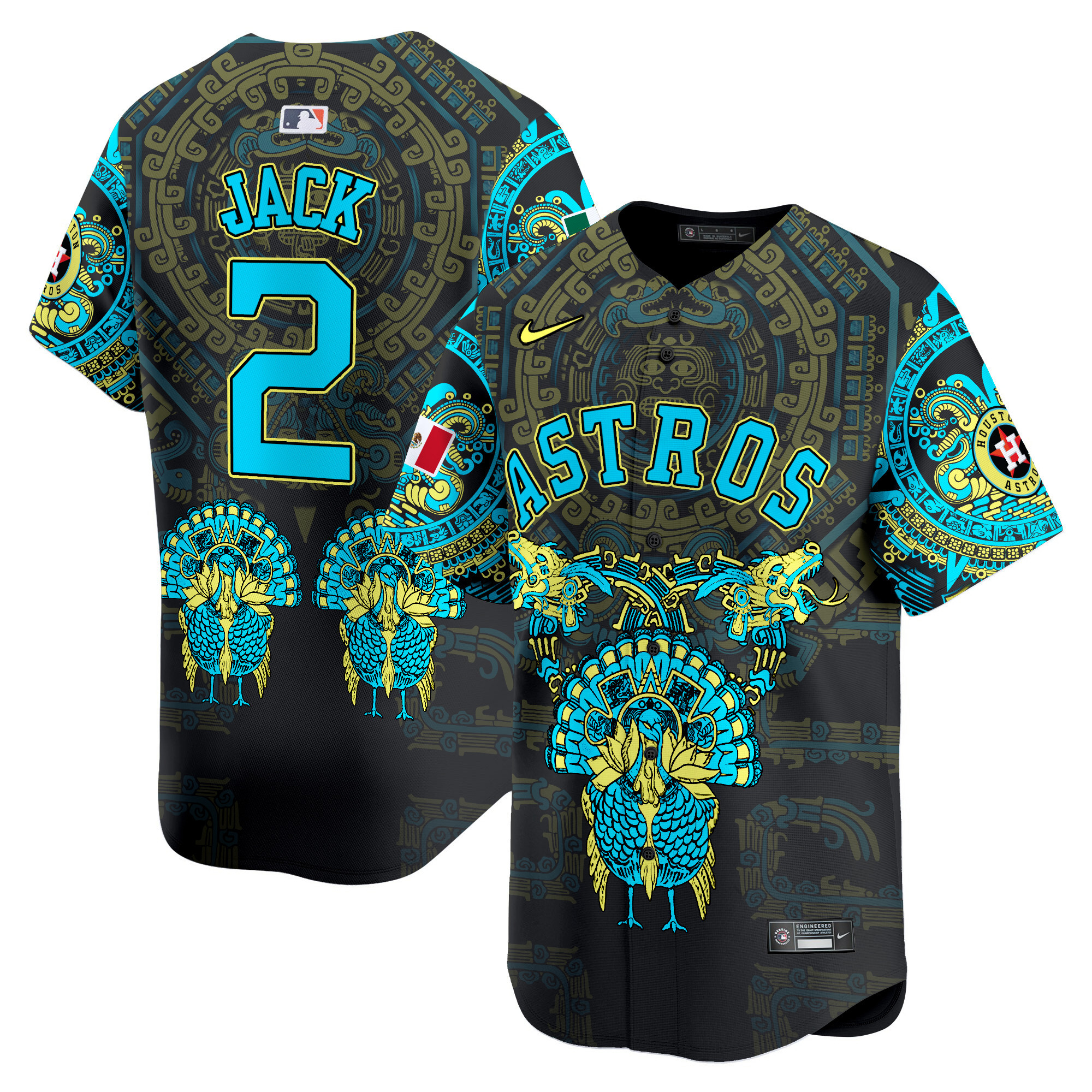 Men Travis Scott Houston Astros Mexico Aztec Vapor Premier Limited Jersey - Printed