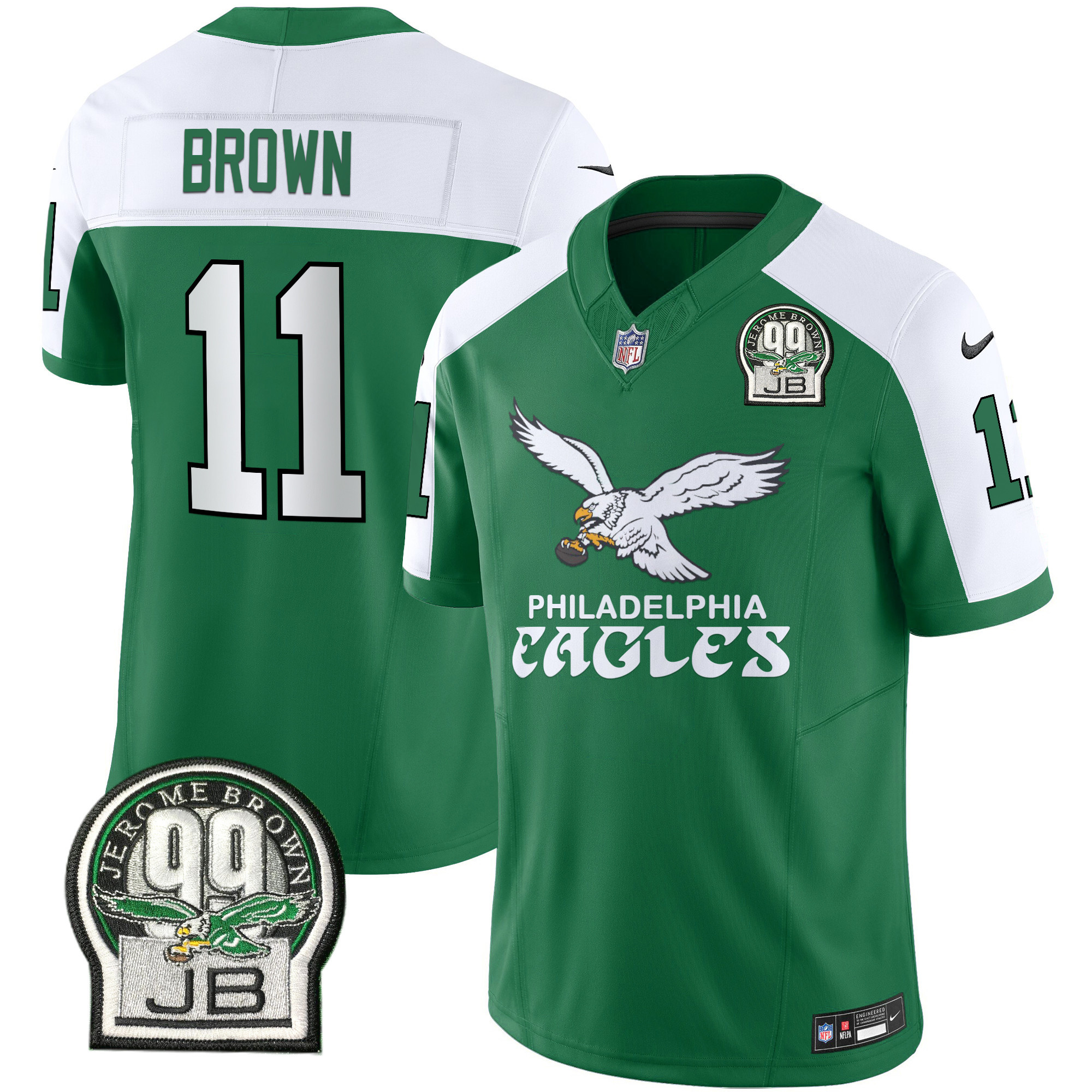 Men's A.J. Brown Philadelphia Eagles Kelly Green Vapor Limited Kelly Alternate Jersey V5 - All Stitched