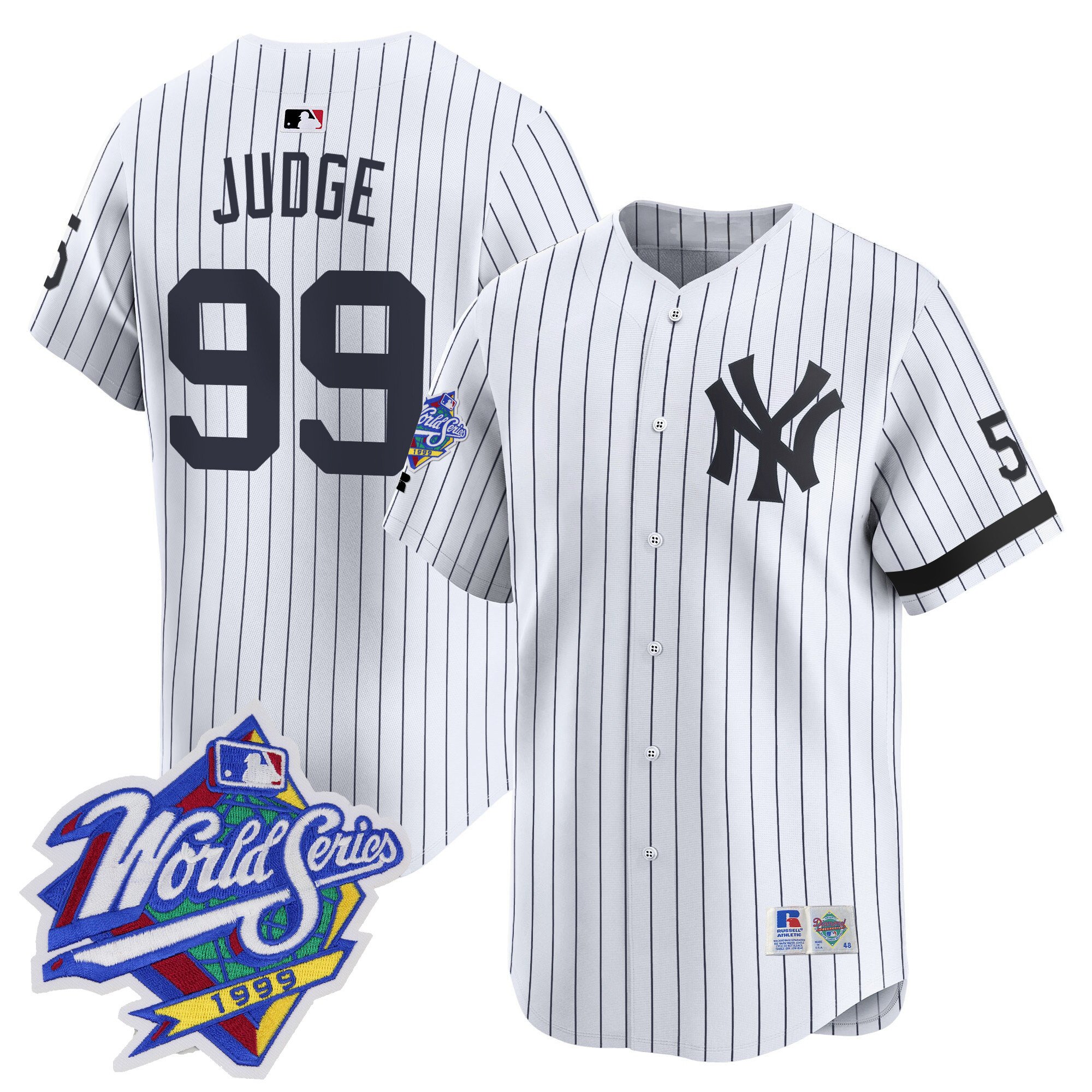 Men's Aaron Judge New York Yankees 1999 Throwback Joe DiMaggio Patch Vapor Premier Limited Pinstripe Jersey - All Stitched