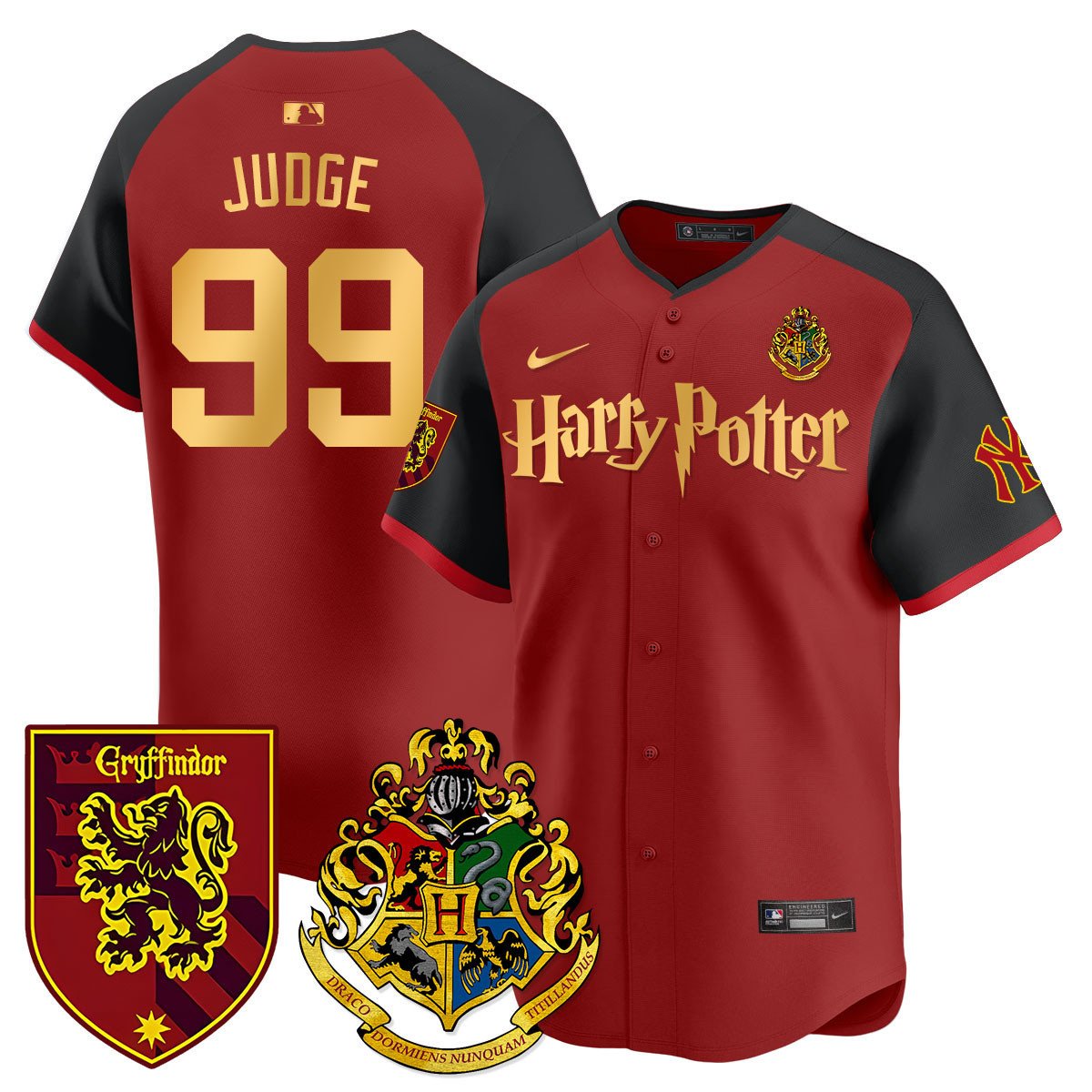 Men's Aaron Judge New York Yankees 2024 Harry Potter Vapor Premier Limited Griffindor Jersey - Printed