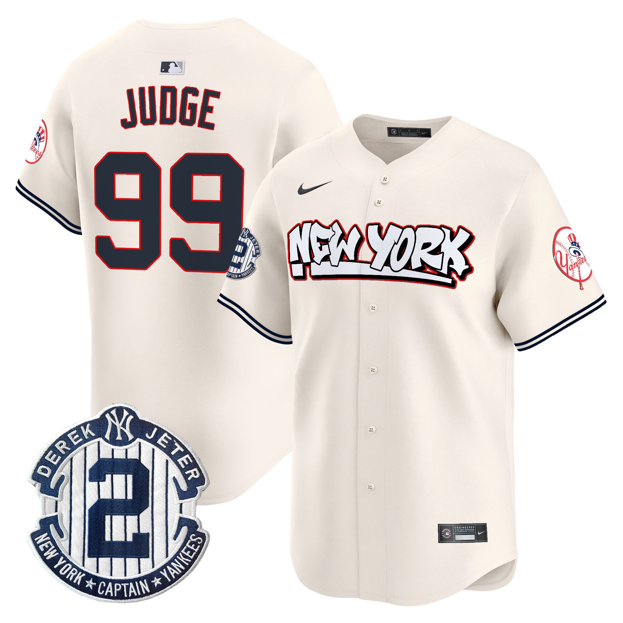 Men's Aaron Judge New York Yankees Graffiti Vapor Premier Limited Cream Jersey V2 - All Stitched
