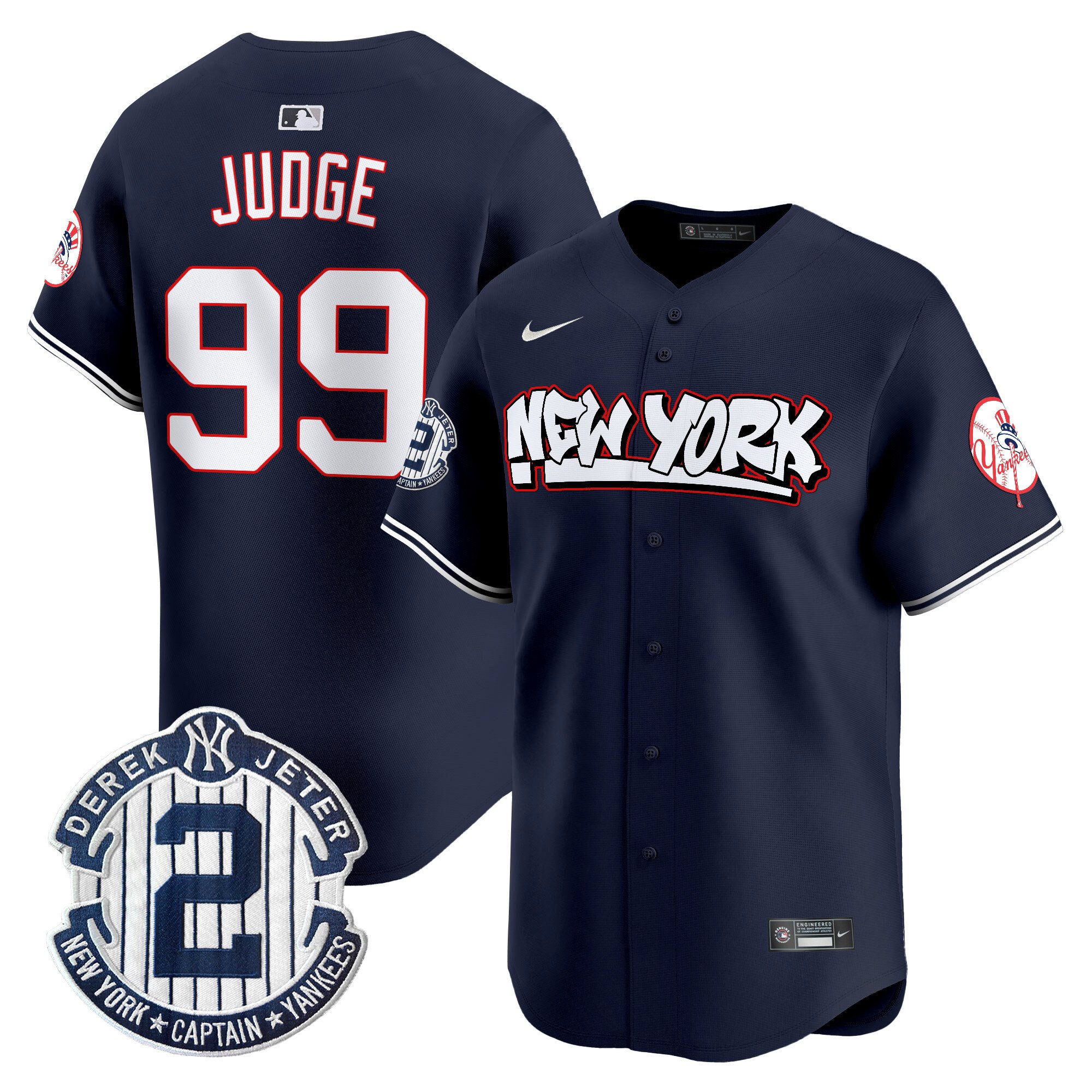 Men's Aaron Judge New York Yankees Graffiti Vapor Premier Limited Navy Jersey V2 - All Stitched