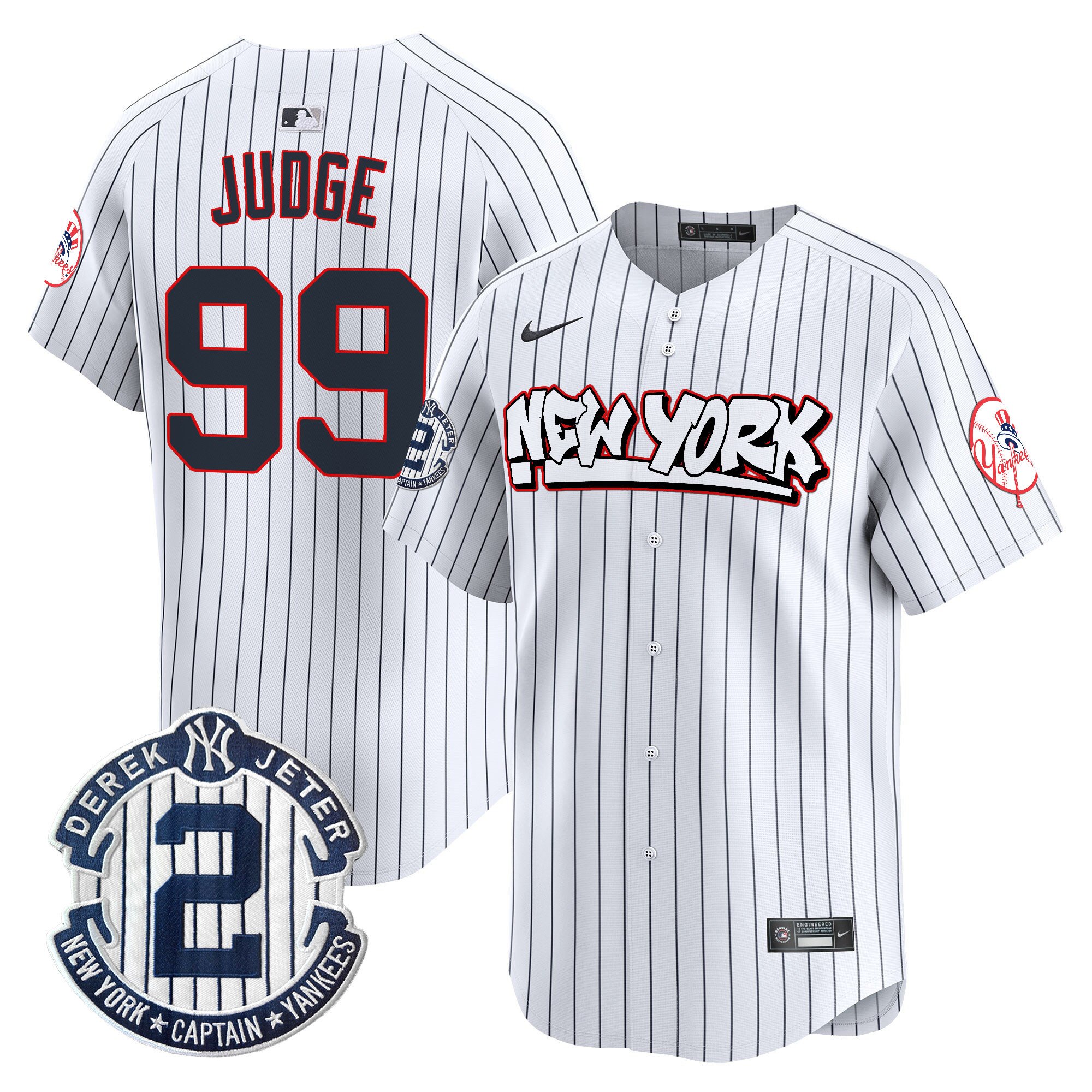 Men's Aaron Judge New York Yankees Graffiti Vapor Premier Limited Pinstripe Jersey V2 - All Stitched