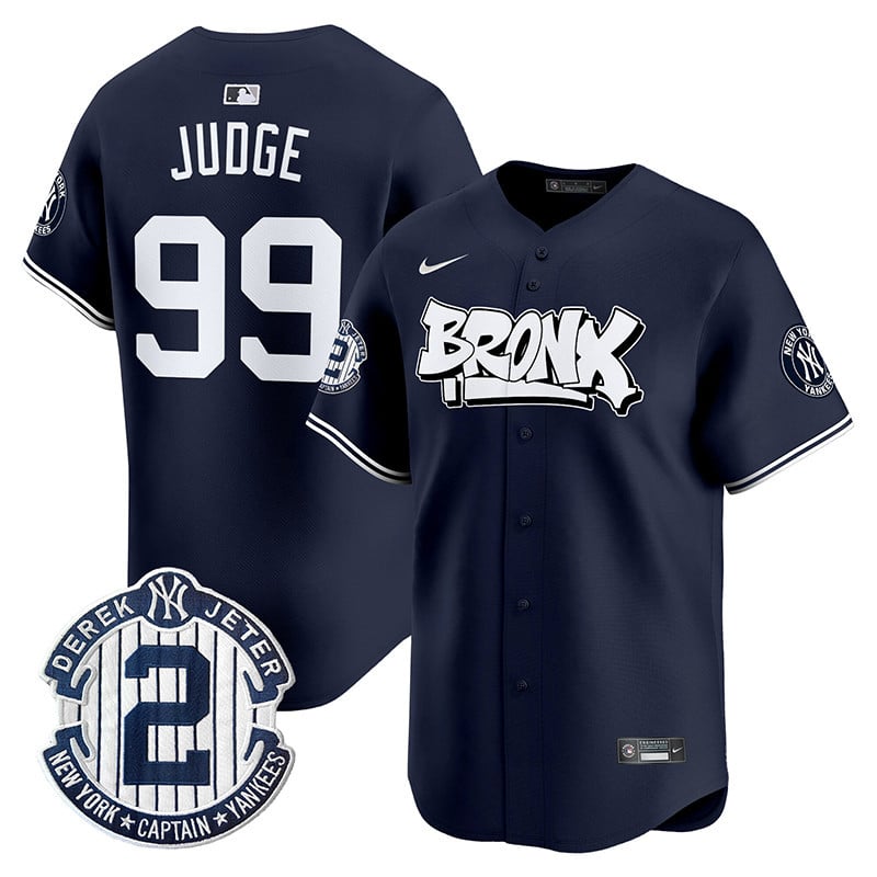 Men's Aaron Judge New York Yankees The Bronx Graffiti Vapor Premier Limited Navy Jersey V3 - All Stitched