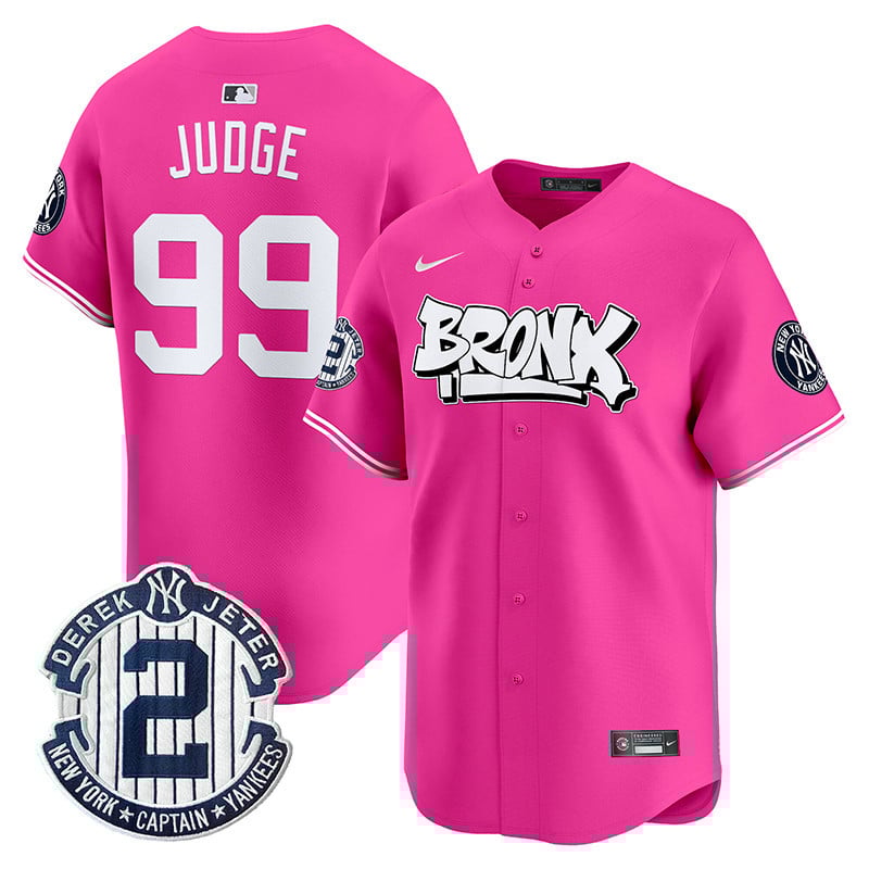 Men's Aaron Judge New York Yankees The Bronx Graffiti Vapor Premier Limited Pink Jersey V3 - All Stitched
