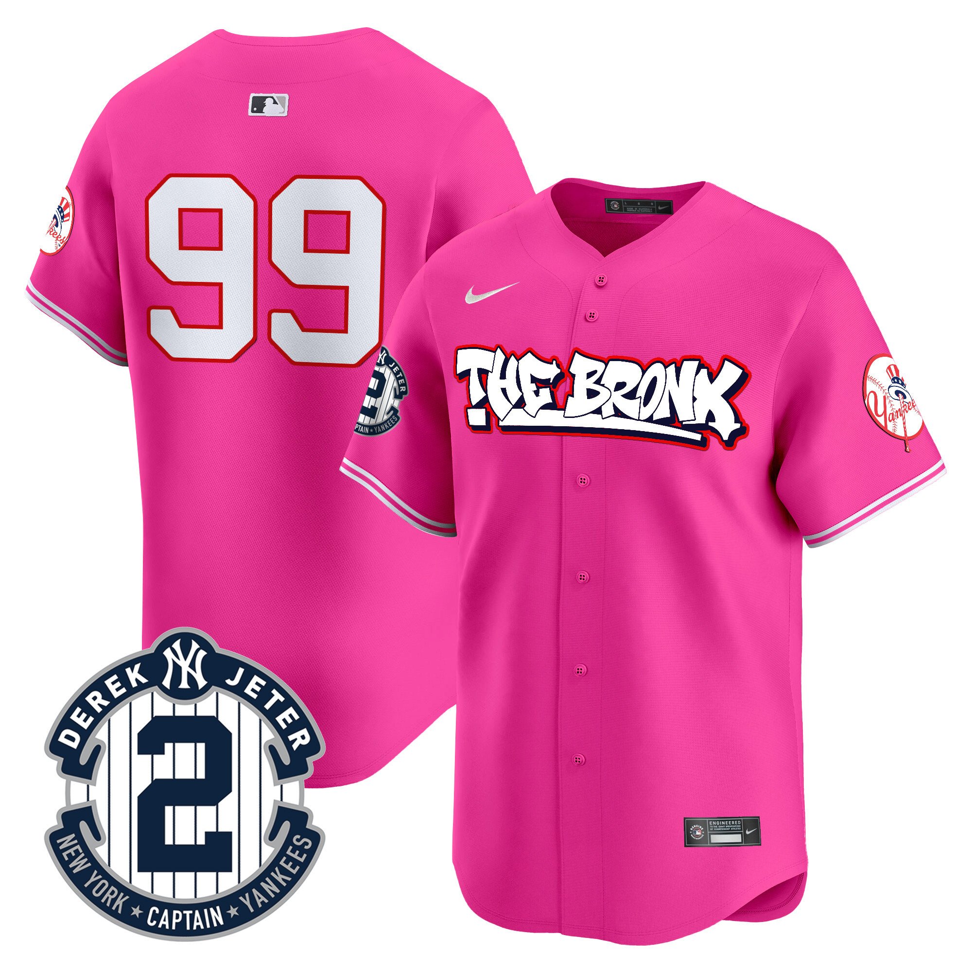 Men's Aaron Judge New York Yankees The Bronx Graffiti Vapor Premier Limited Pink Jersey V8 - All Stitched