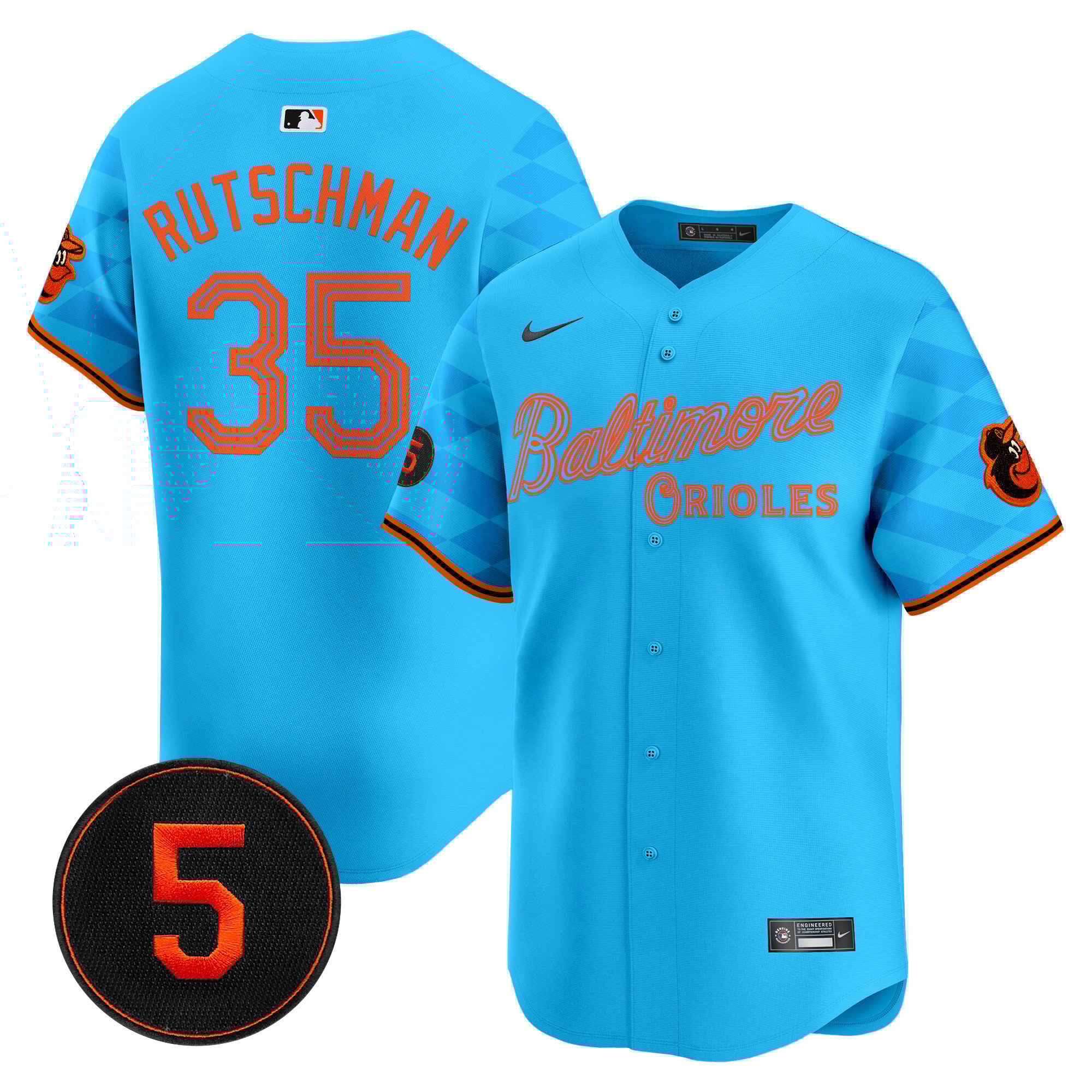 Men's Adley Rutschman Baltimore Orioles City Light Vapor Premier Limited Light blue Jersey - All Stitched