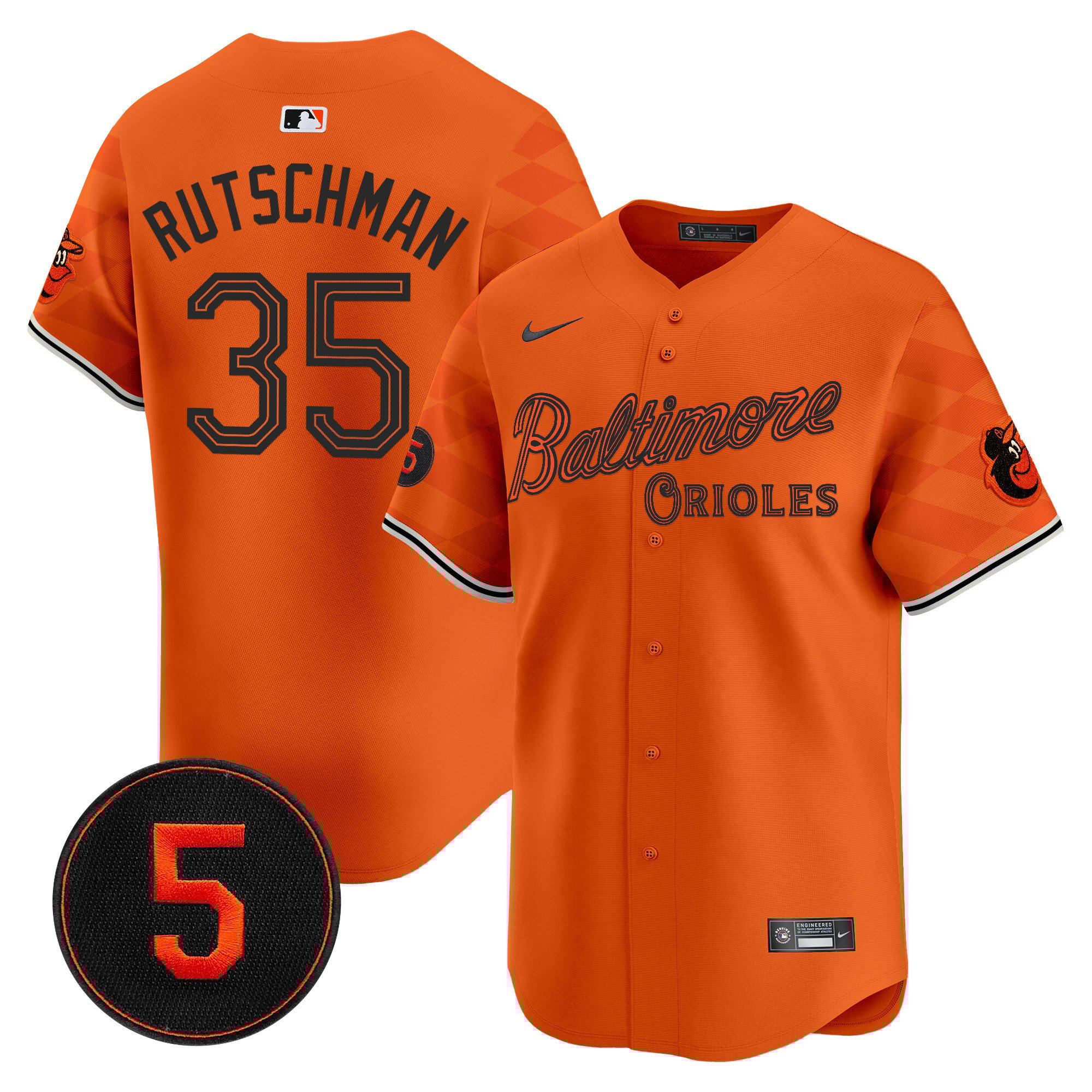 Men's Adley Rutschman Baltimore Orioles City Light Vapor Premier Limited Orange Jersey - All Stitched