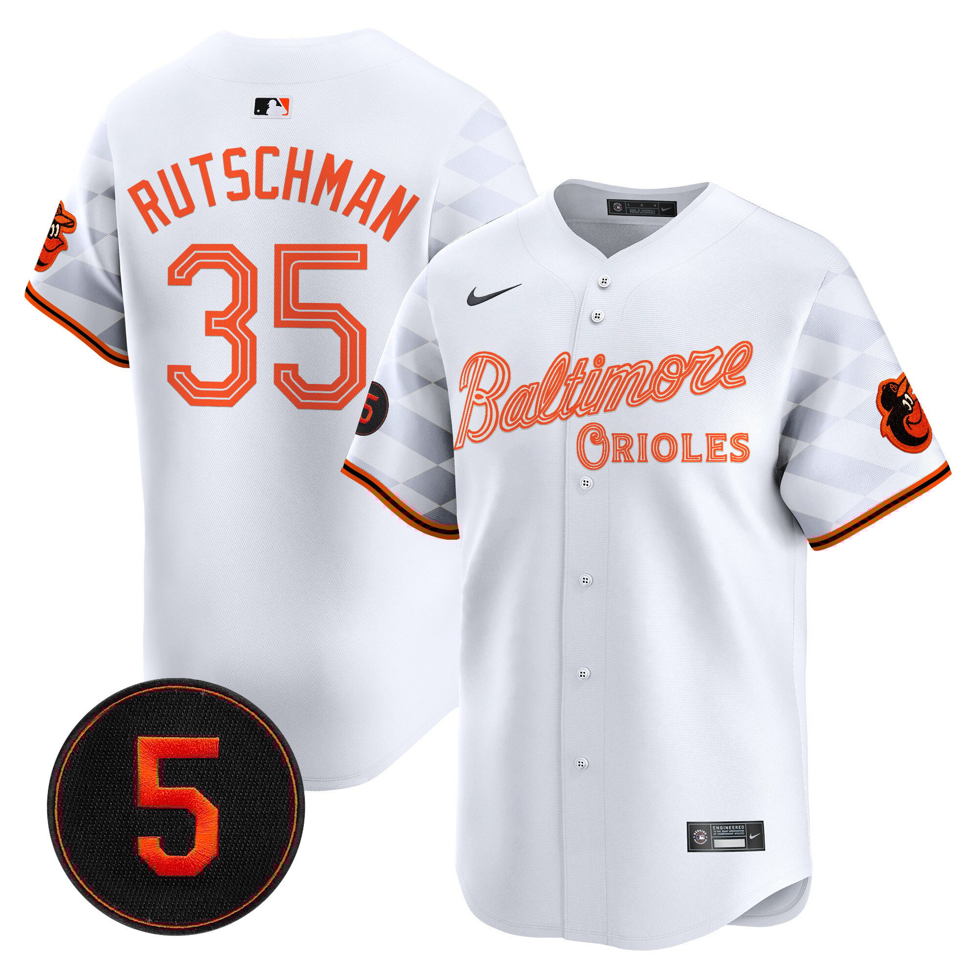 Men's Adley Rutschman Baltimore Orioles City Light Vapor Premier Limited White Jersey - All Stitched