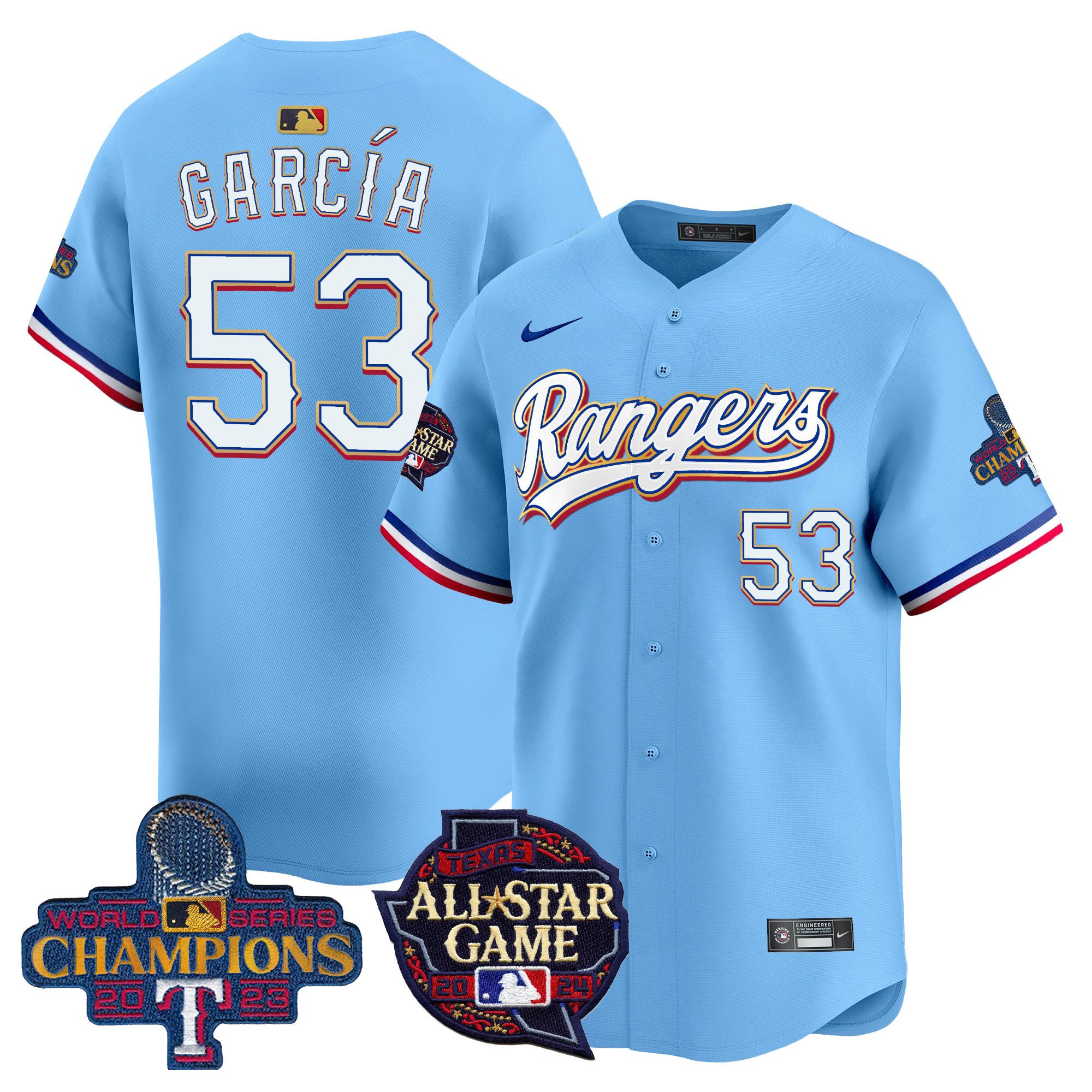 Men's Adolis Garcia Texas Rangers 2024 All Star Game Patch Vapor Premier Limited Blue Jersey - All Stitched