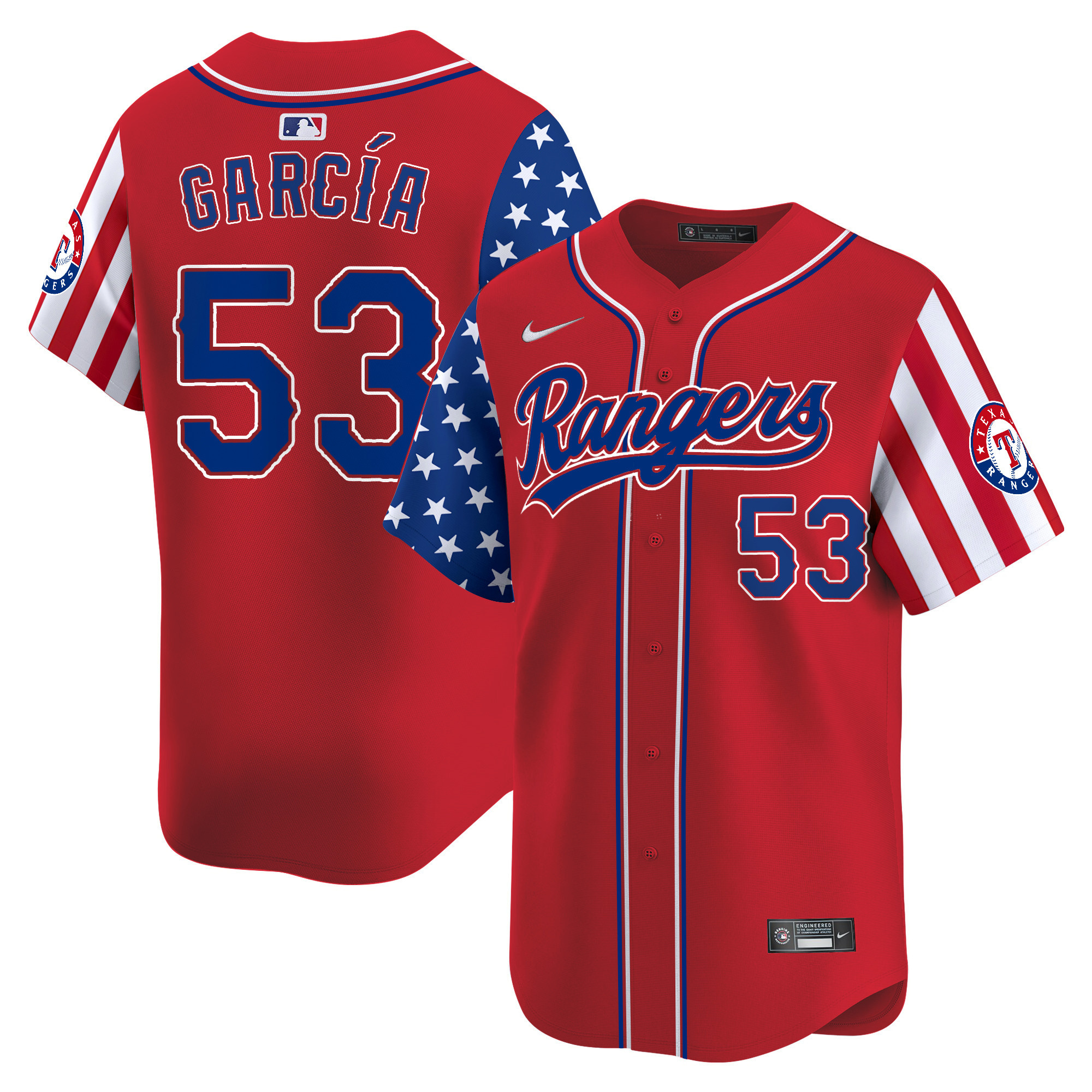 Men's Adolis Garcia Texas Rangers 2024 Independence Day Vapor Premier Limited Red Jersey - All Stitched
