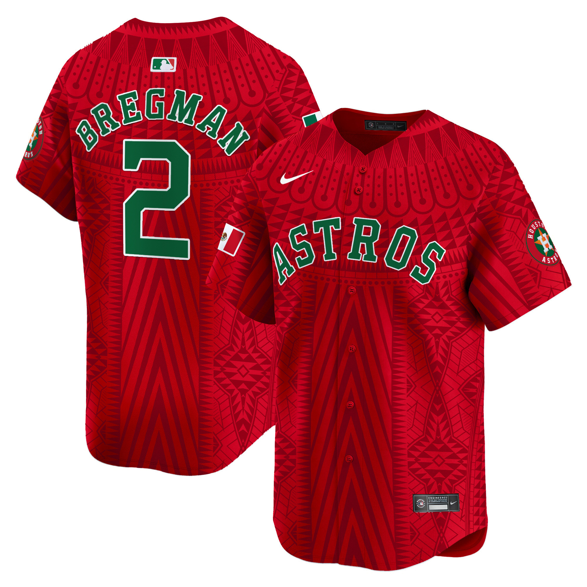 Men's Alex Bregman Houston Astros Mexico Aztec Pattern Vapor Premier Limited Red Jersey - Printed