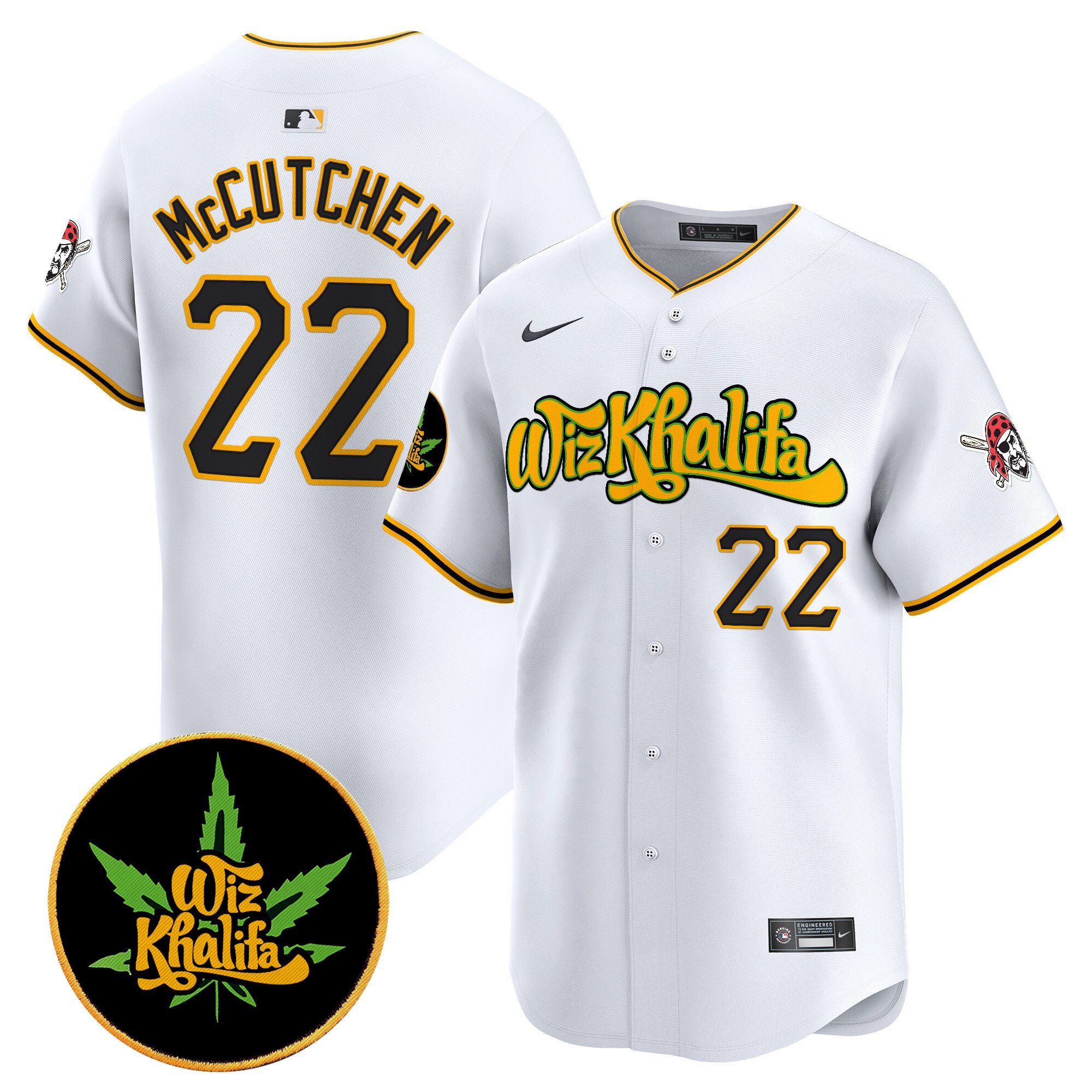 Men's Andrew McCutchen Pittsburgh Pirates Wiz Khalifa Vapor Premier Limited White Jersey - All Stitched