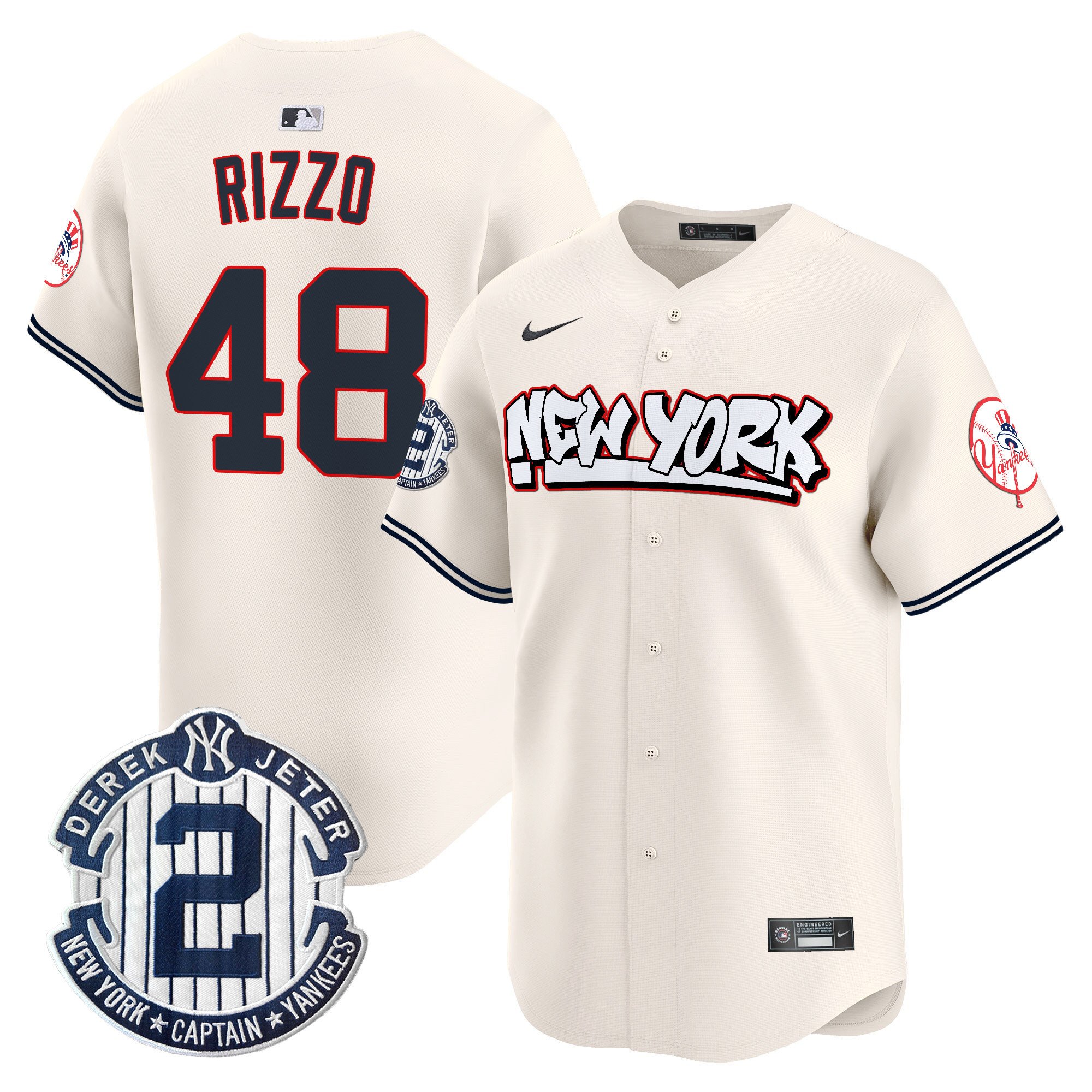 Men's Anthony Rizzo New York Yankees Graffiti Vapor Premier Limited Cream Jersey V2 - All Stitched
