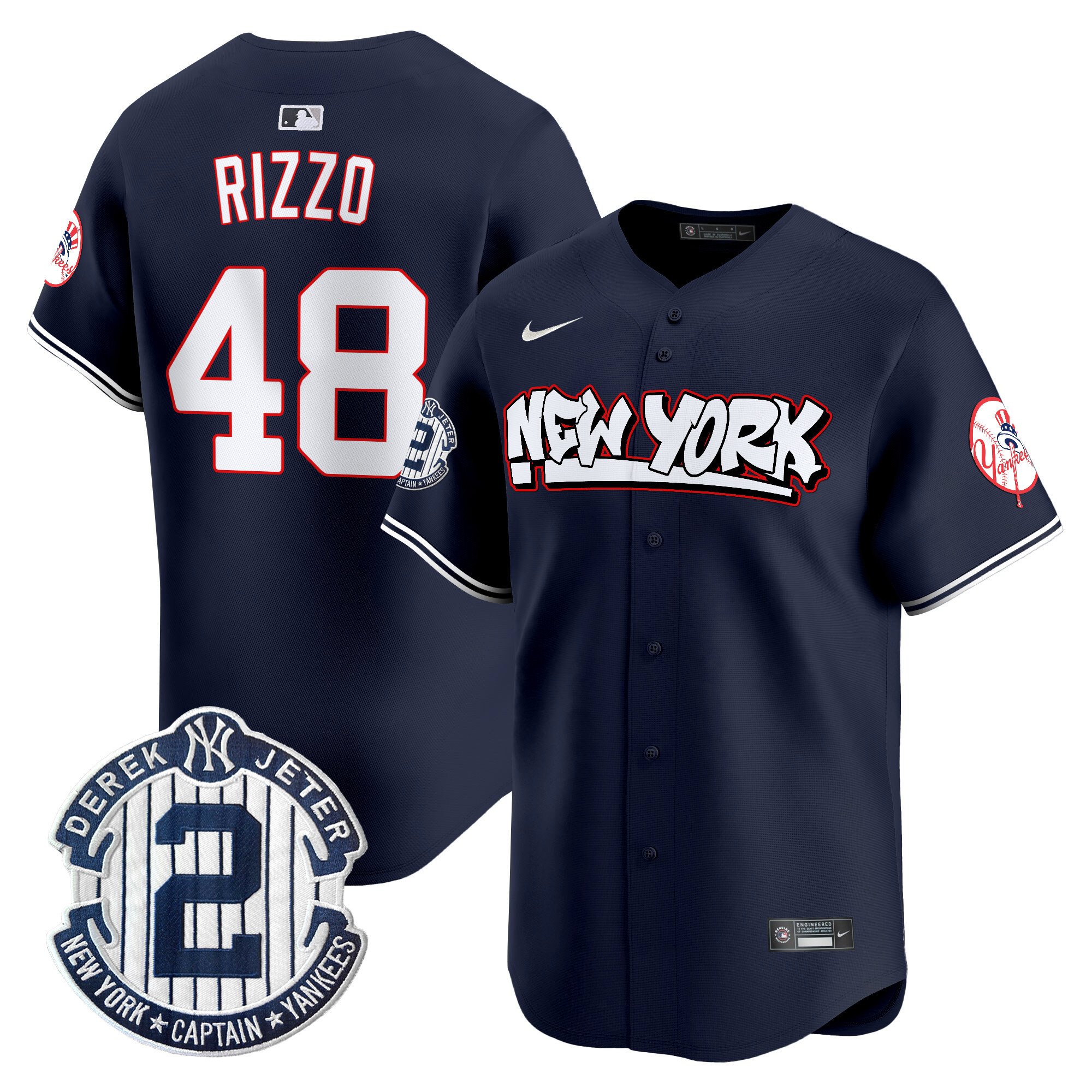 Men's Anthony Rizzo New York Yankees Graffiti Vapor Premier Limited Navy Jersey V2 - All Stitched